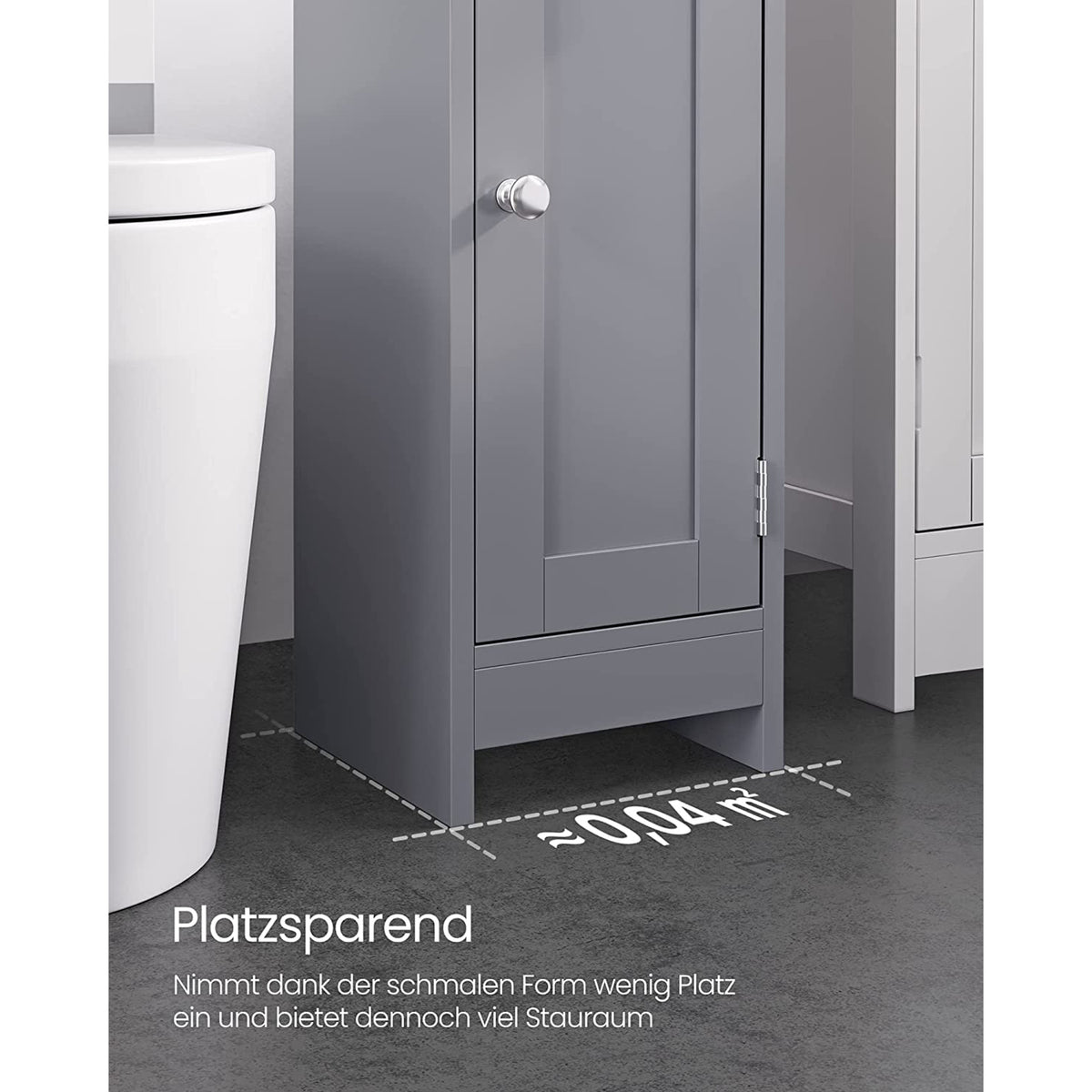 Smalle Badkamerkast met Deur – 2 Open Vakken & Verstelbare Planken – 18 cm Breed – 80 cm Hoog