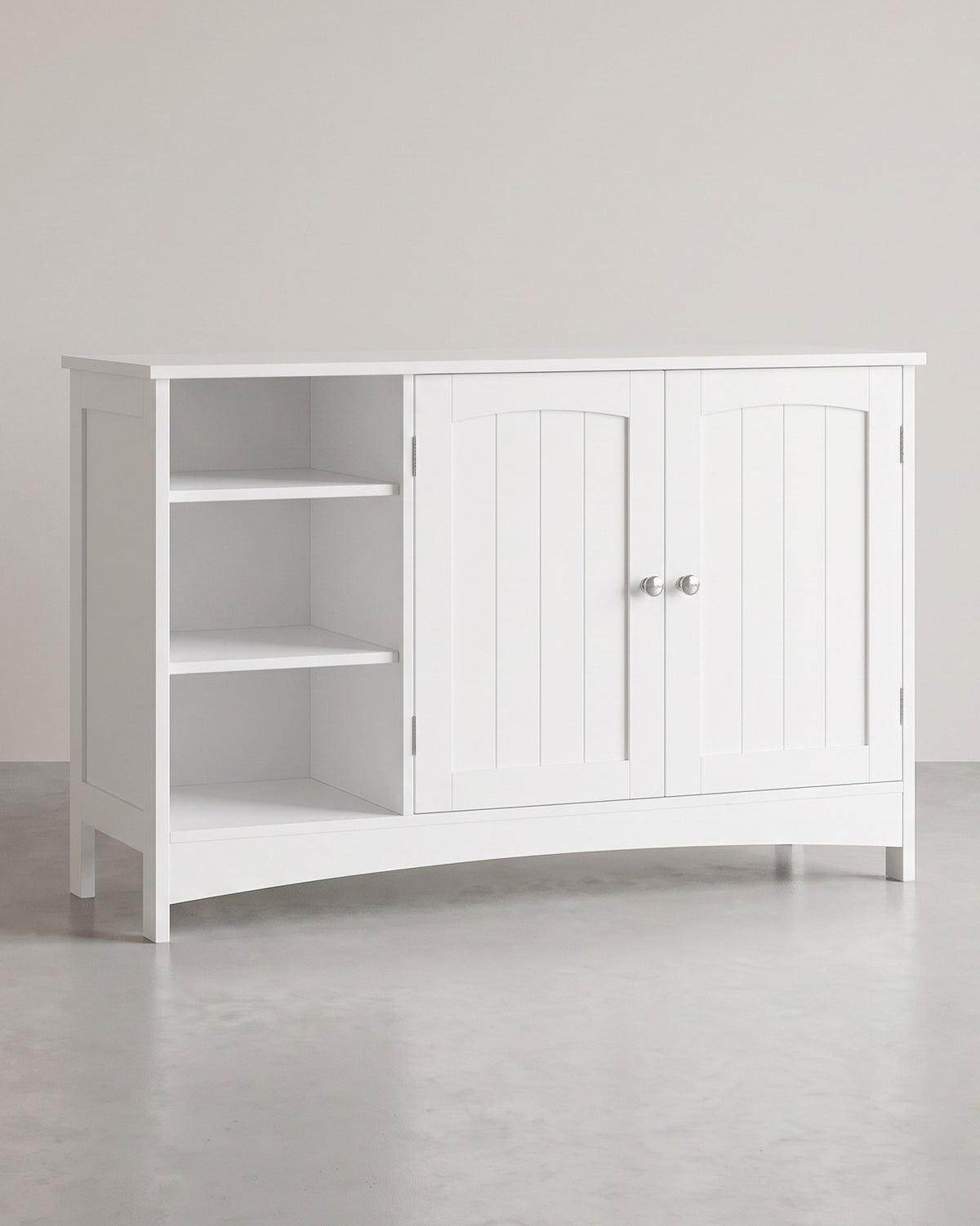 Wastafelonderkast – 2 Deuren & Open Vakken – Verstelbare Planken – Sifonuitsparing – 90 x 30 x 60 cm