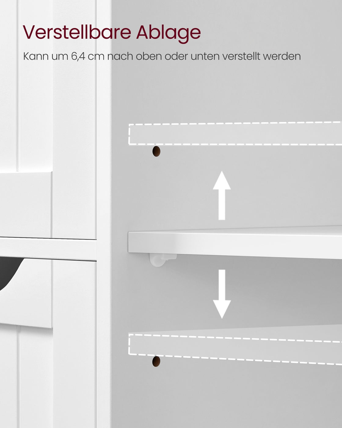 Badkamerkast met 3 Lades en Deur – Verstelbare Plank – Kantelbeveiliging – Wit – 60 x 30 x 81 cm