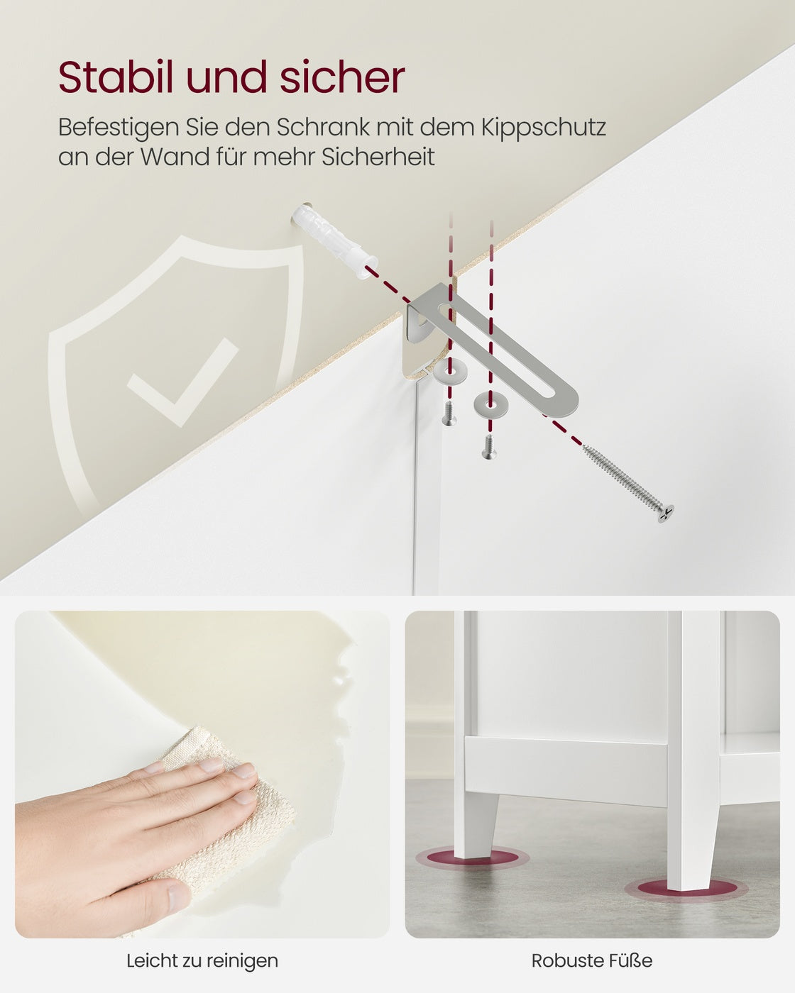 Badkamerkast met 2 Lades en 2 Manden – Verstelbare Vakverdeler – Wit – 60 x 30 x 80 cm
