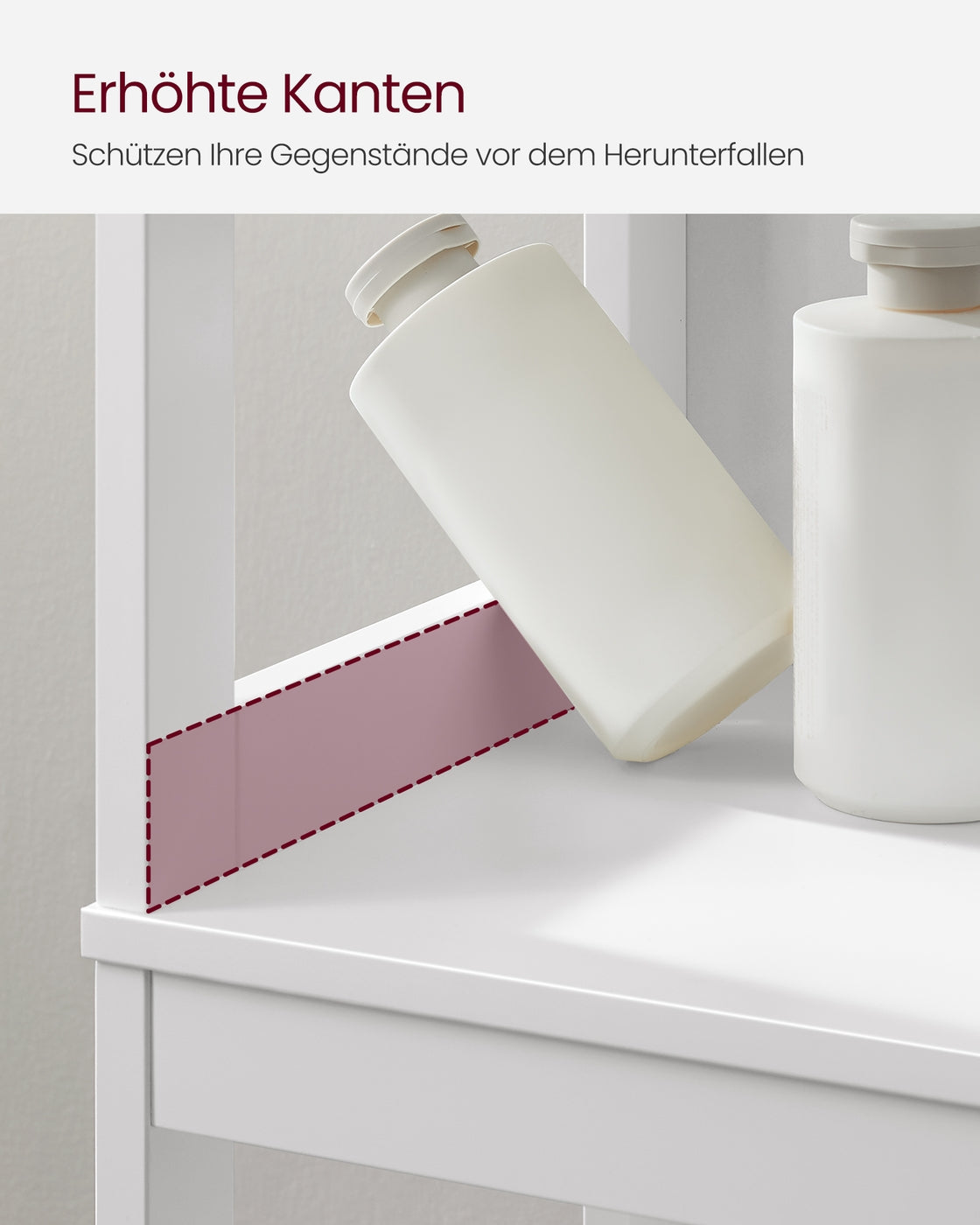 Smalle Hoge Badkamerkast in Landelijke Stijl – 3 Open Vakken & 2 Lades – 30 x 30 x 141,5 cm