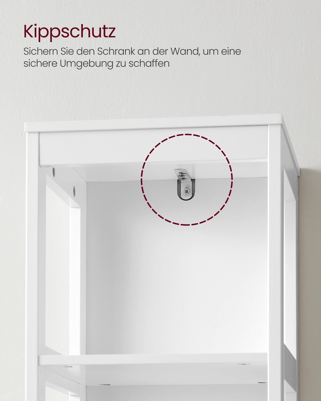 Smalle Hoge Badkamerkast in Landelijke Stijl – 3 Open Vakken & 2 Lades – 30 x 30 x 141,5 cm