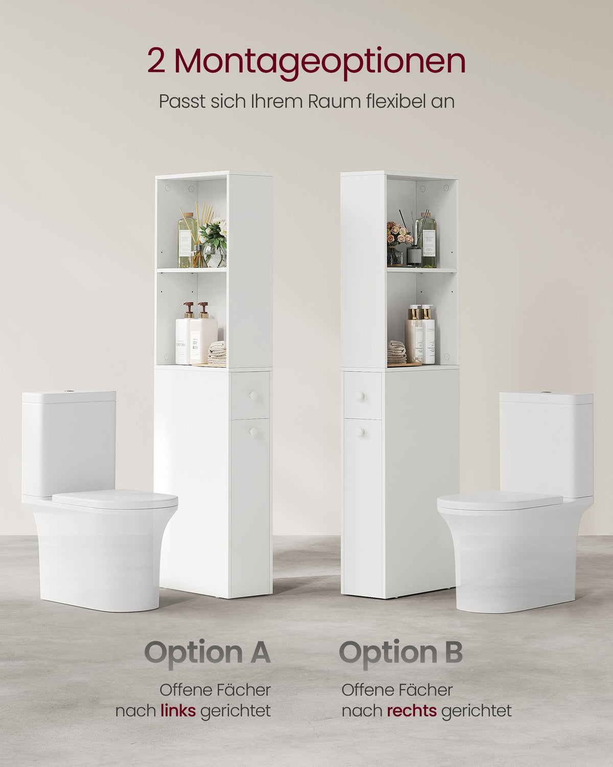 Smalle Badkamerkast met Uittrekbare Lade – Open Vakken & Laatje – 18 cm Breed – 134 cm Hoog