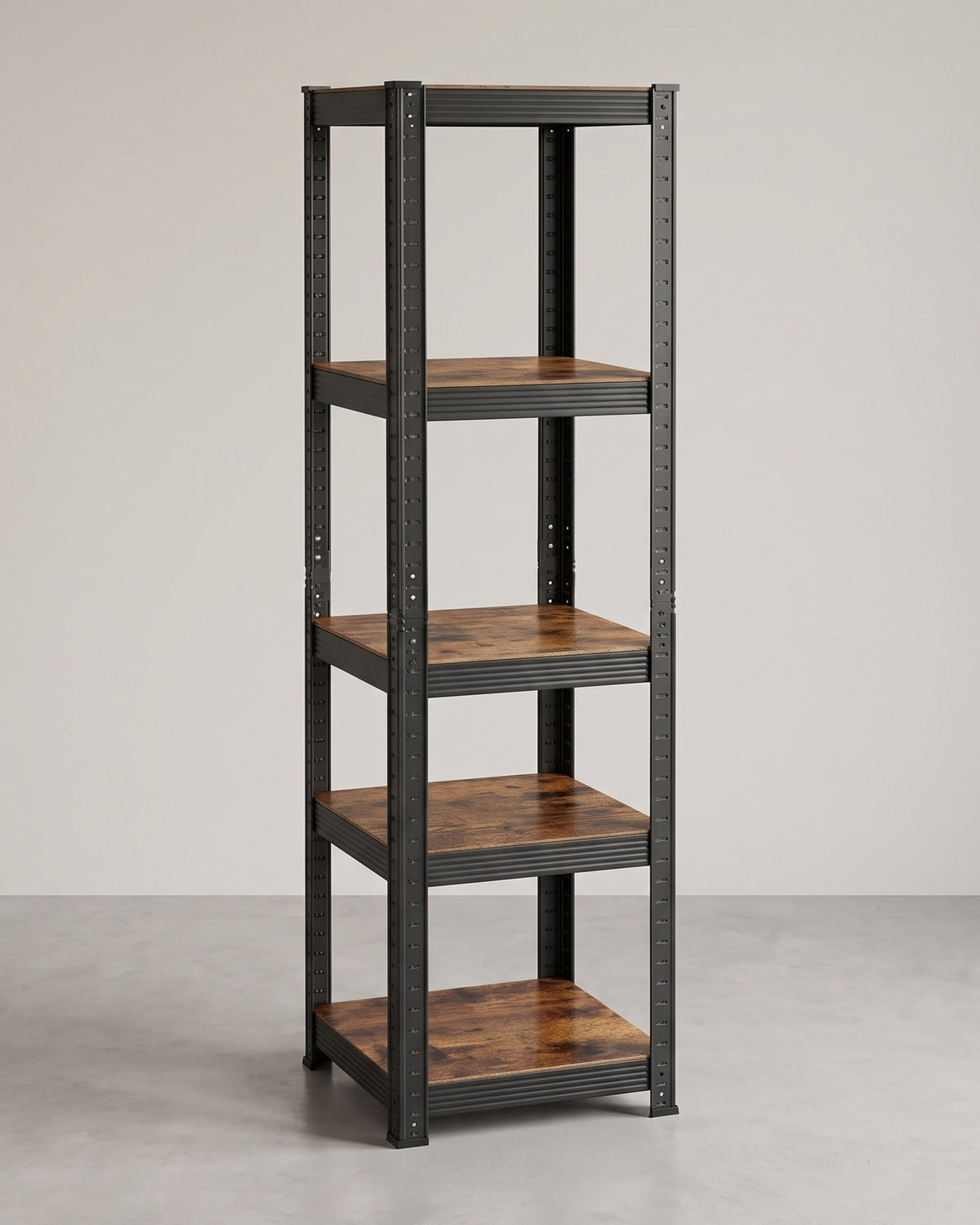 Smal Opbergrek met 5 Verstelbare Planken – Industriële Look – Tot 80 kg per Plank – 37 x 37 x 150 cm