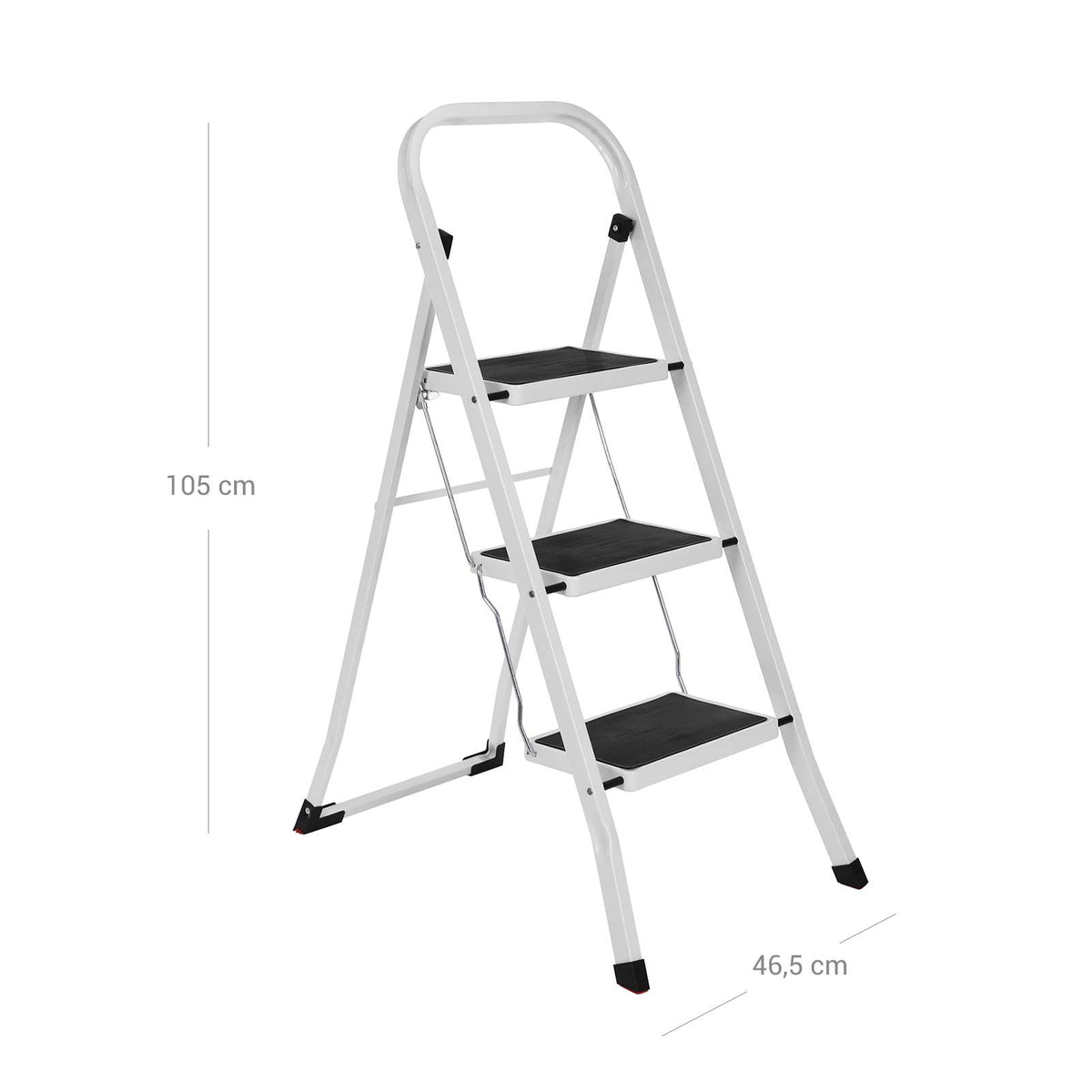 Opvouwbare Huishoudtrap – 3 Treden – Stalen Trapladder met Handgreep – 150 kg Draagvermogen