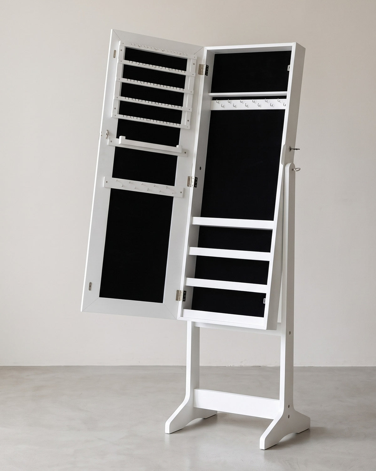 Staande Sieradenkast met Passpiegel – Afsluitbaar – 4 Kantelstanden – 151,5 cm