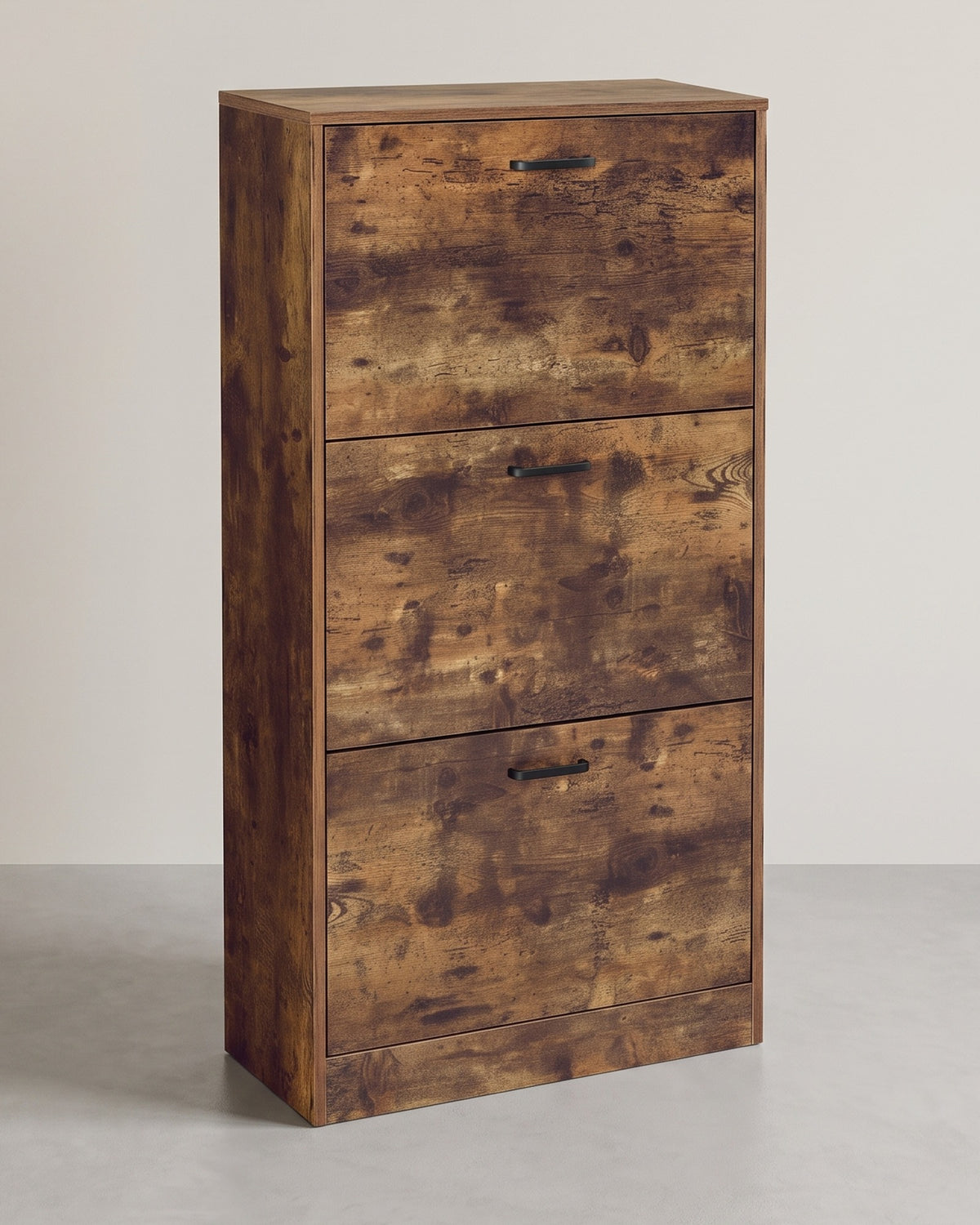 Smalle Schoenenkast met 3 Kleppen – Voor 12-18 Paar – Vintage Bruin – 60 x 24 x 120 cm