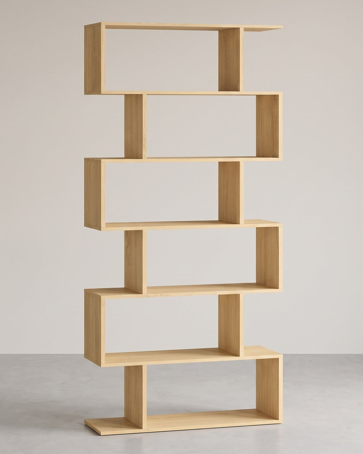S-vormige Boekenkast – Open Zigzag Kast met 5 of 6 Niveaus – Spaanplaat – 40 of 70 cm Breed