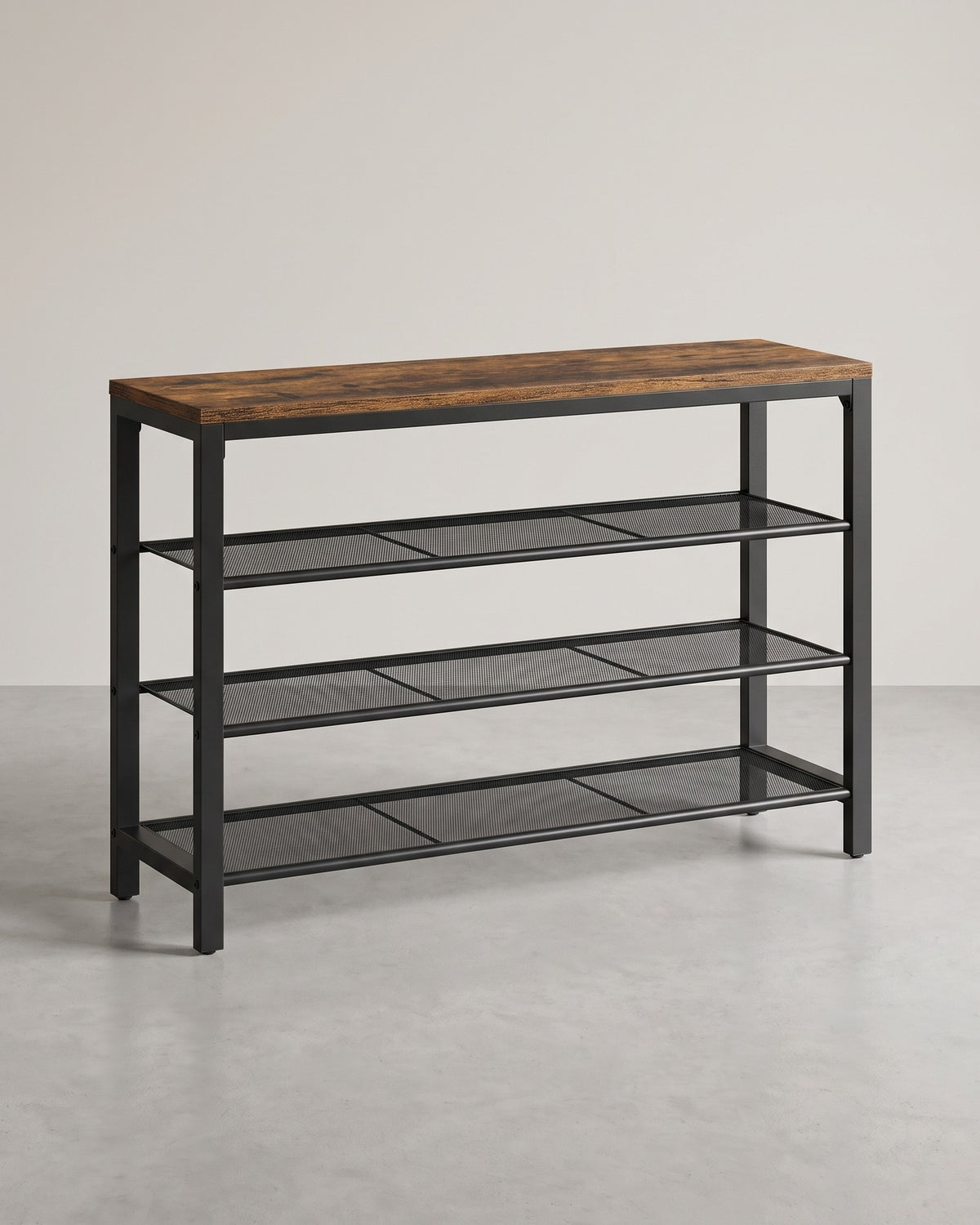Schoenenrek 3 of 5 Lagen – Industriële Schoenenkast – Houtlook Bovenblad – 100 x 30 x 72 of 110 cm