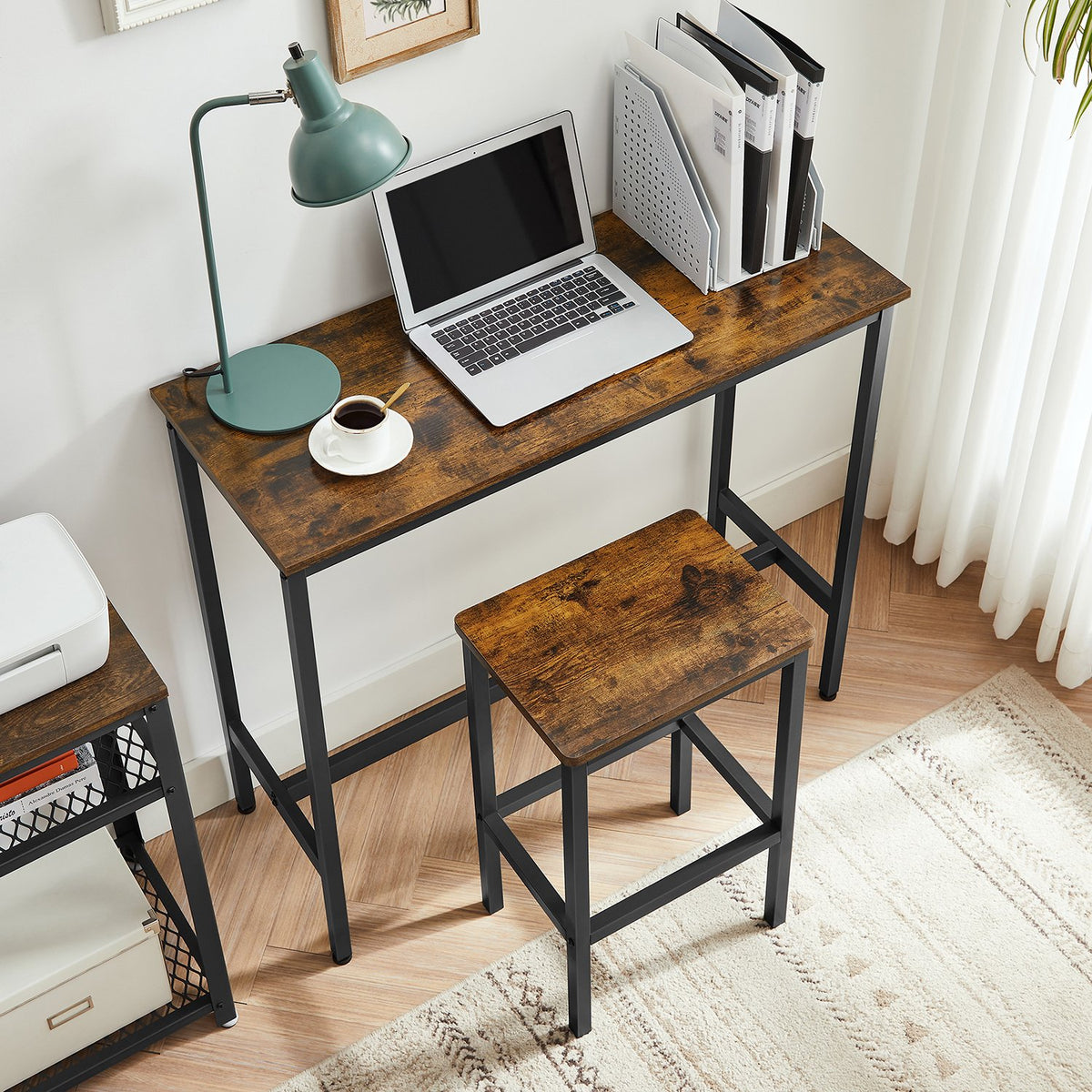 Bartafel met 2 Barkrukken – Smalle Bartafelset – Industrieel Design – 100 x 40 x 90 cm