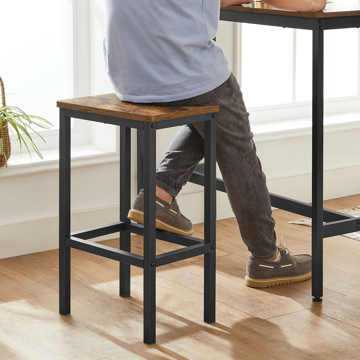 Bartafel met 2 Barkrukken – Smalle Bartafelset – Industrieel Design – 100 x 40 x 90 cm