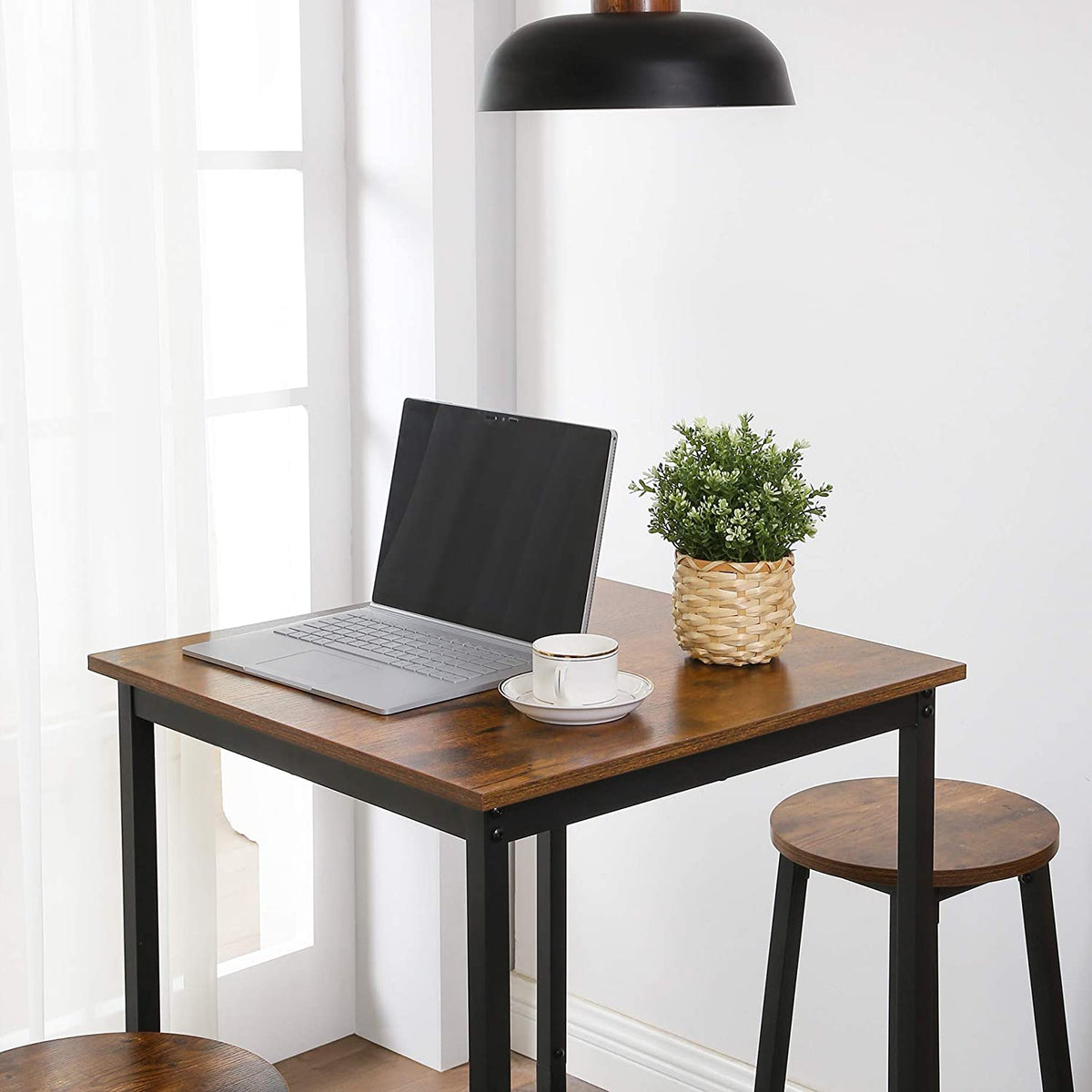 Bartafel Vierkant – Hoge Statafel in Industrieel Design – Verstelbare Voetjes – 60 x 60 x 92 cm