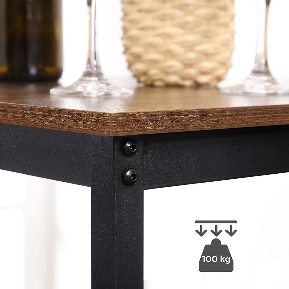 Bartafel Vierkant – Hoge Statafel in Industrieel Design – Verstelbare Voetjes – 60 x 60 x 92 cm