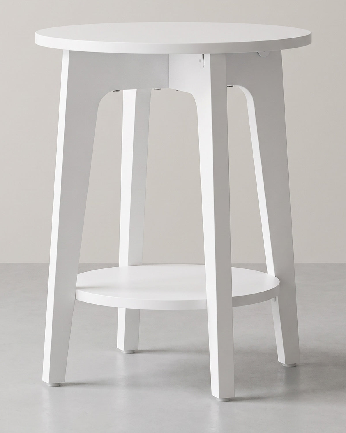 Ronde Bijzettafel met Onderplank – 2 Niveaus – Modern Wit – Ø40 x 50 cm – Tot 90 kg