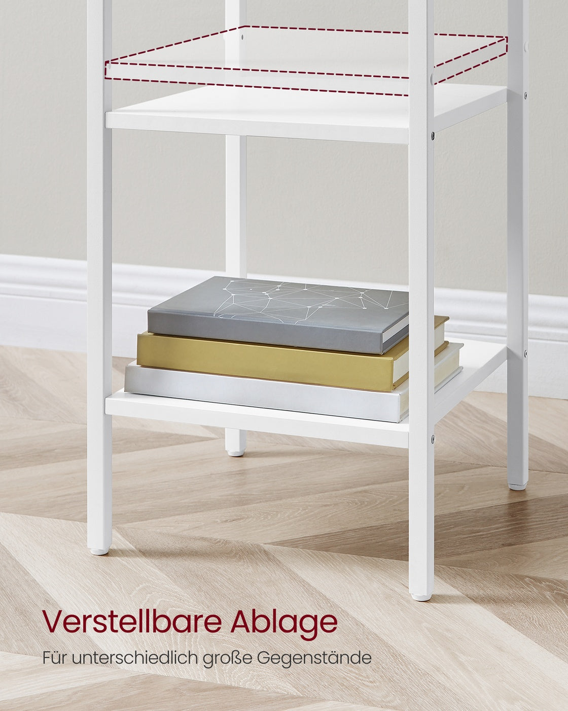 Smal Nachtkastje met Lade – 2 Open Planken – Stalen Frame – Ruimtebesparend – 35 x 35 x 70 cm