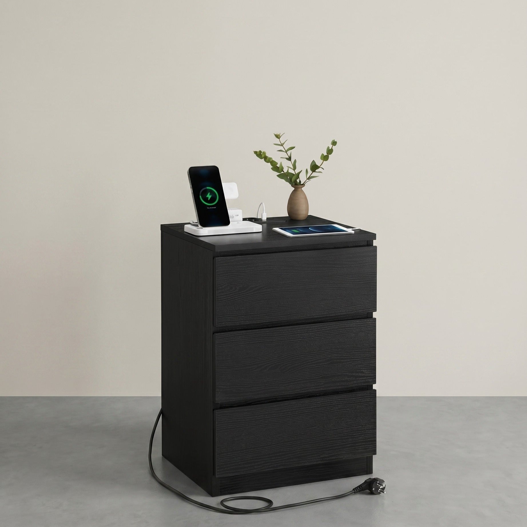 Bijzettafel met Oplaadstation - Nachtkastje met USB-aansluiting - Kastje met Stopcontact