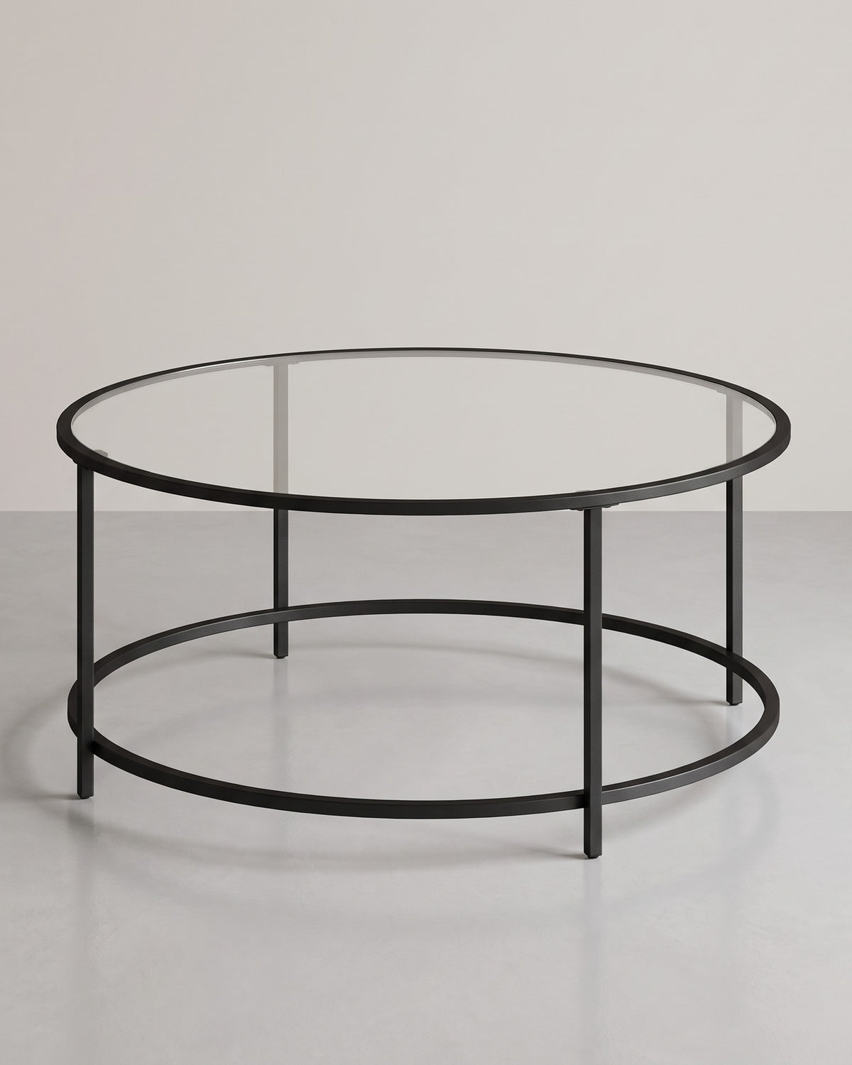 Ronde Salontafel met Glazen Blad – Gehard Glas – Modern Retro Bijzettafel voor Woonkamer