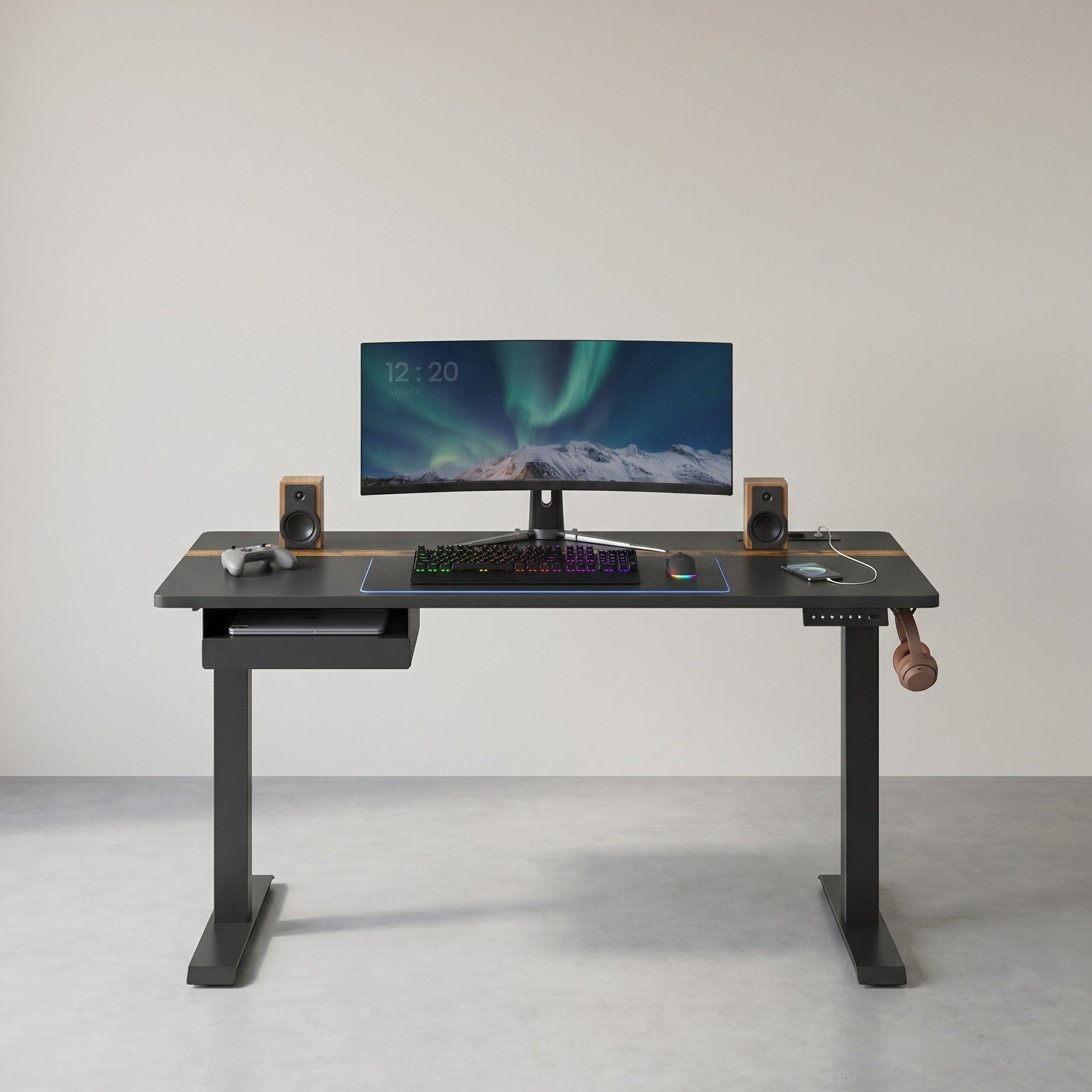 Zit Sta Bureau Elektrisch – Met Stopcontact – Geheugenfunctie – Lade en Haken