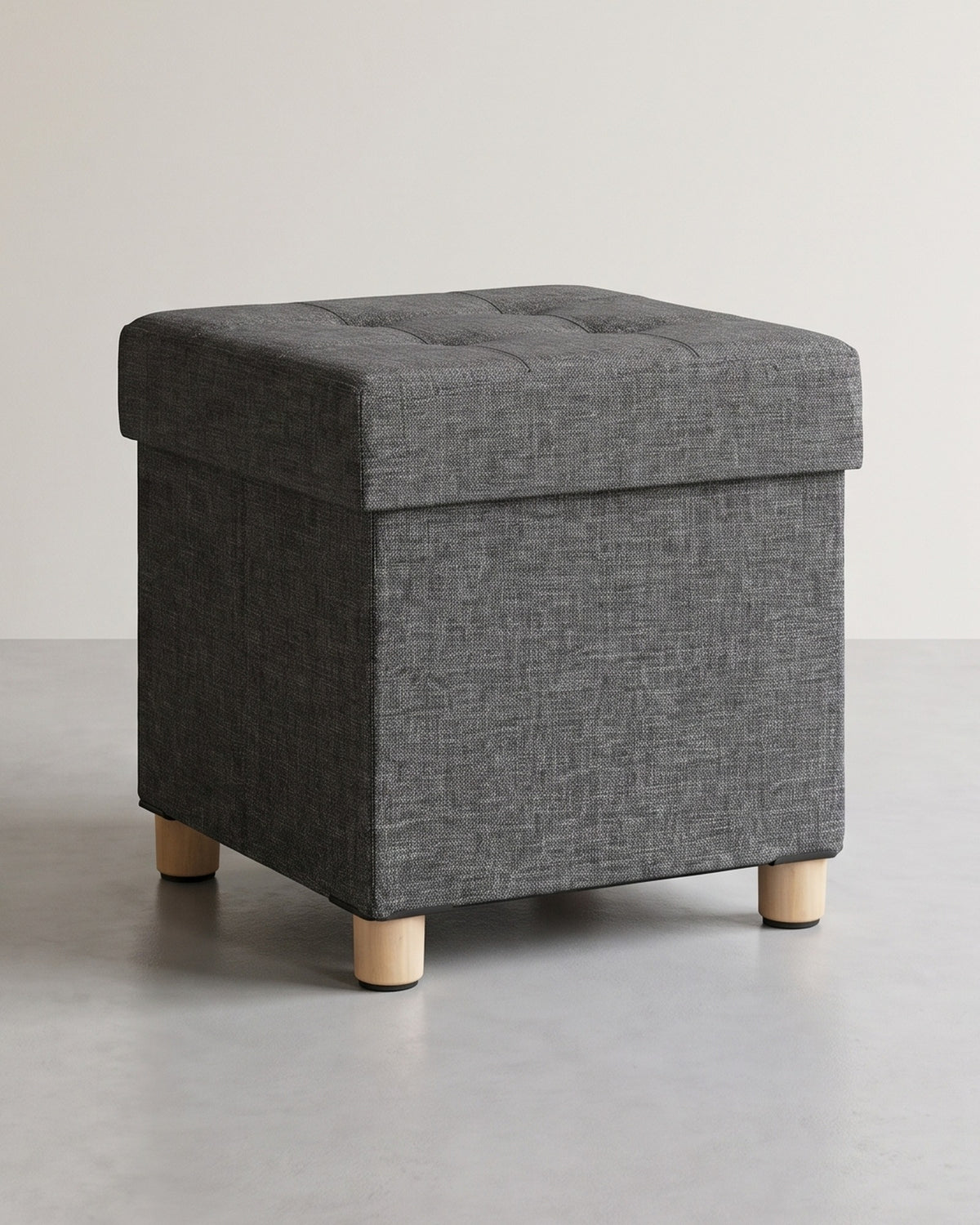 Opbergpoef met Houten Pootjes – Opvouwbaar – 37 L Opbergruimte – Tot 300 kg – 38 x 38 x 40 cm