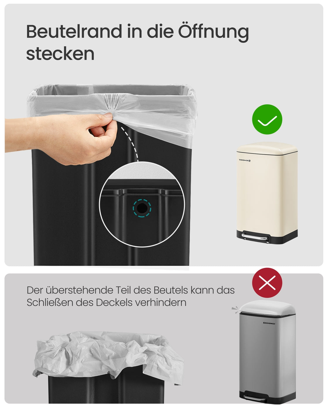 Pedaalemmer 30 Liter – Prullenbak met Softclose-deksel – Uitneembare Binnenemmer – 34 x 25 x 61,5 cm