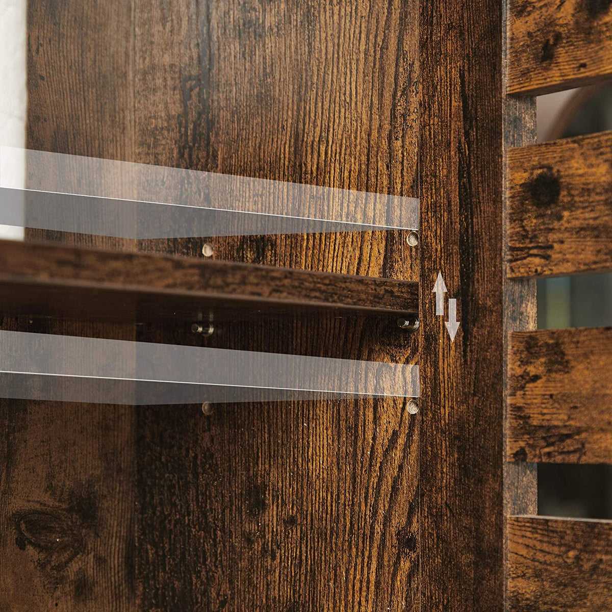 Hangkast voor de Badkamer – 2 Lamellendeuren & Open Vak – Vintage Bruin – 60 x 20 x 70 cm