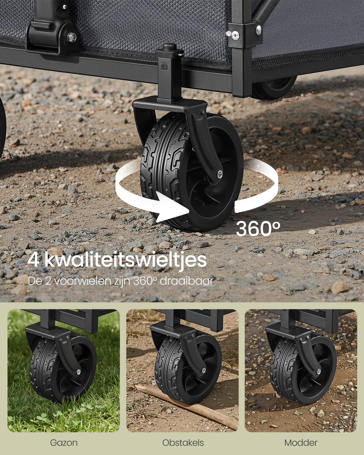 Opvouwbare Bolderkar - Transportwagen Met Afneembare Wielen - Handkar Voor Tuin, Camping En Strand