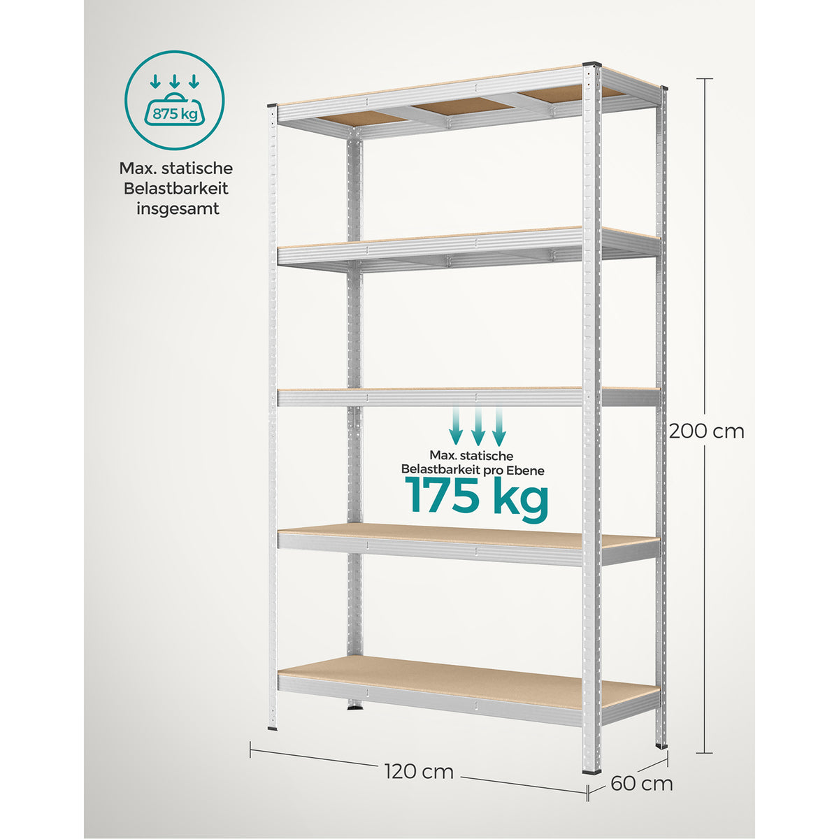 Stellingkast / Opbergrek – Verstelbare Planken – tot 120 kg per Plank – Stalen Frame voor Keuken, Garage & Berging