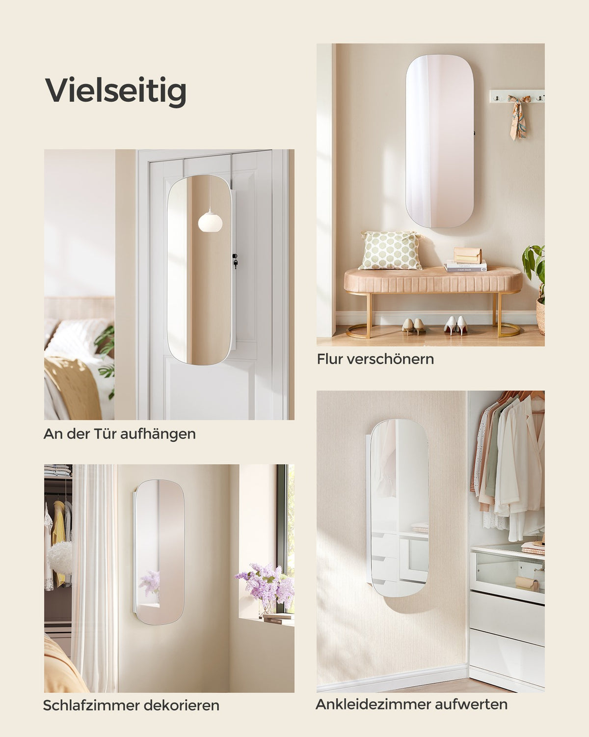 Hangende Sieradenkast met Spiegel – Afgeronde Hoeken – Binnenspiegel & Verlichting – 108 cm