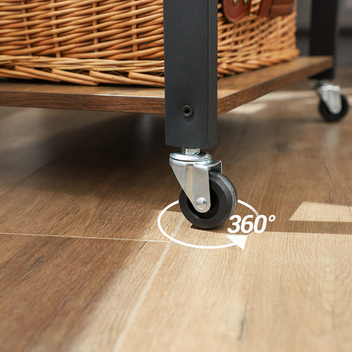 Magnetronrek op Wieltjes – Keukenrek met 3 Planken en S-Haken – X-Versteviging – 60 cm Breed