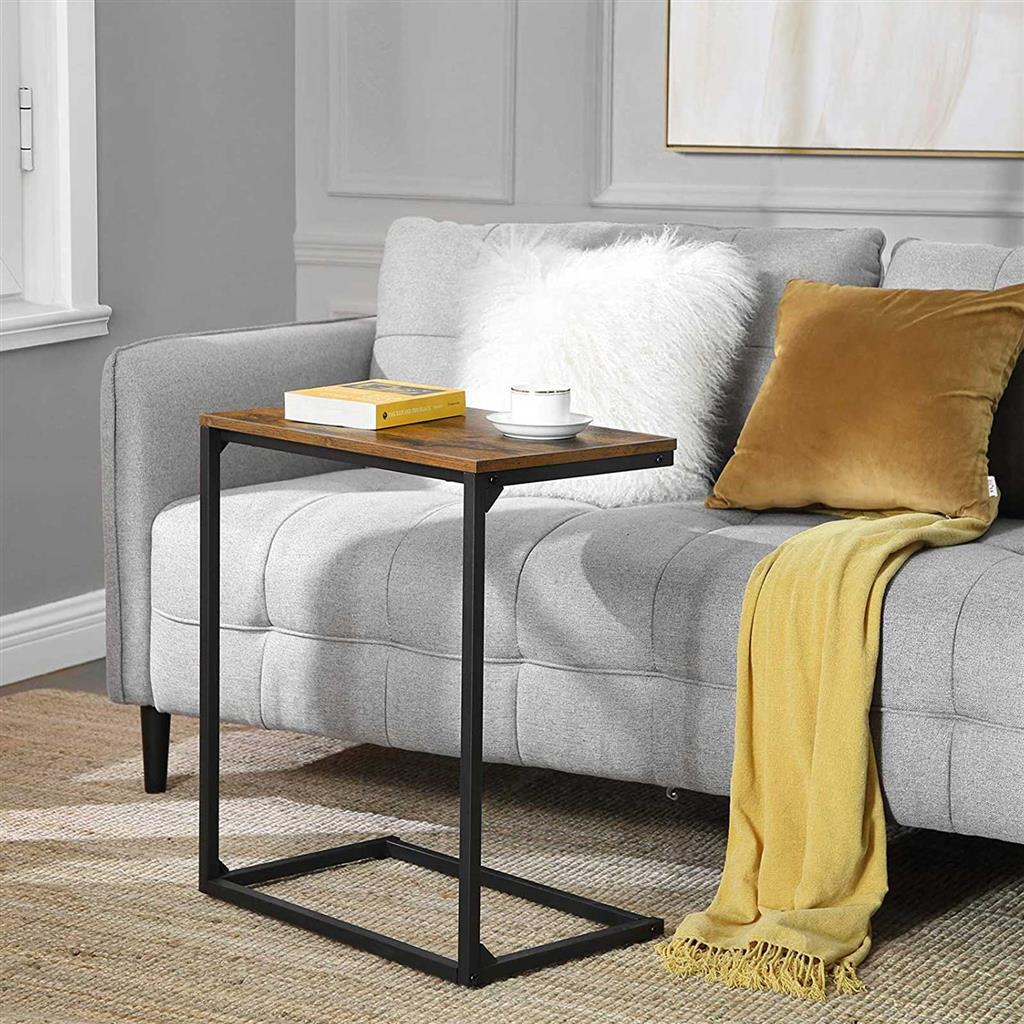 C-vormige Bijzettafel – Laptoptafel voor Bank en Bed – Industrieel Design – 55 x 35 x 66 cm