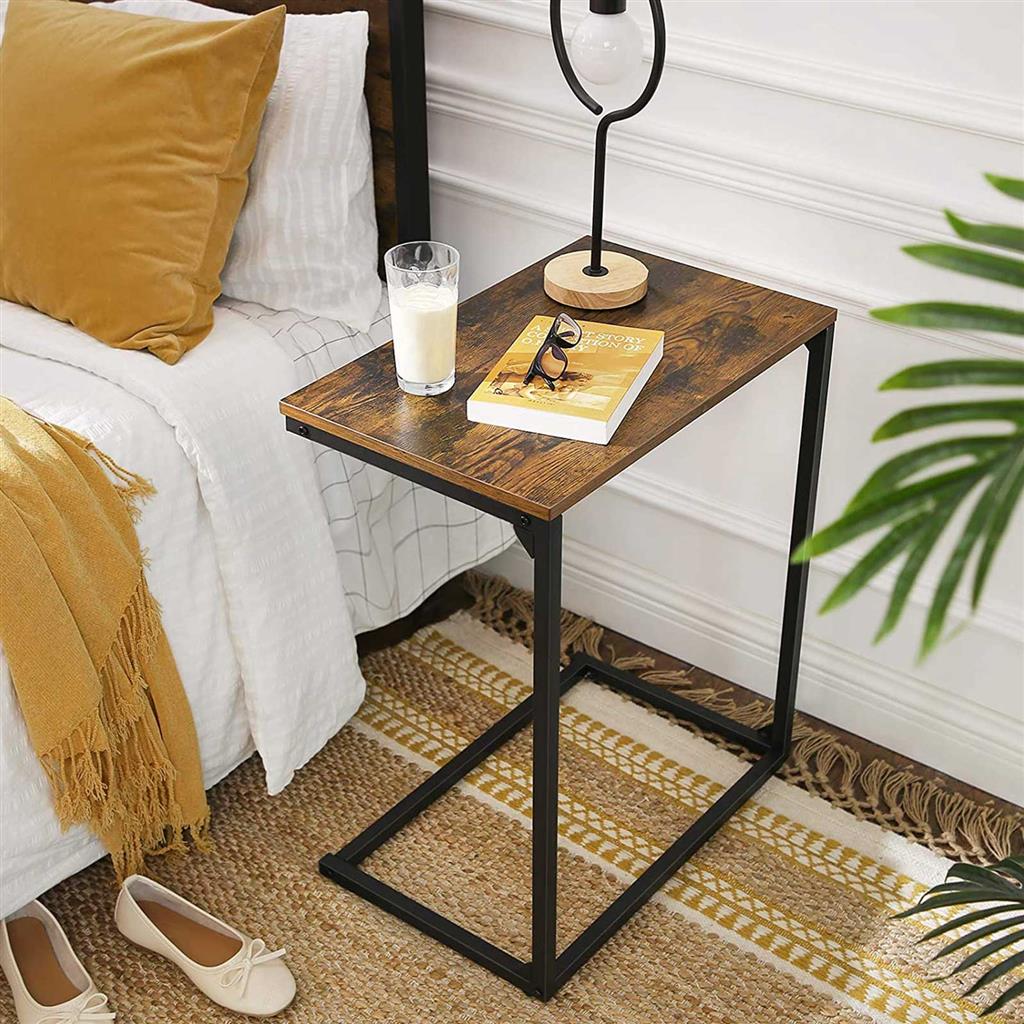 C-vormige Bijzettafel – Laptoptafel voor Bank en Bed – Industrieel Design – 55 x 35 x 66 cm