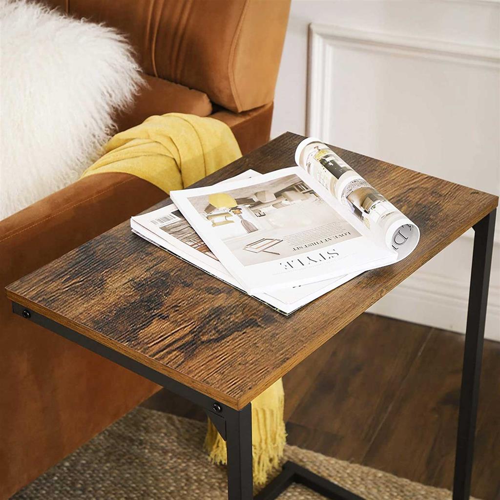 C-vormige Bijzettafel – Laptoptafel voor Bank en Bed – Industrieel Design – 55 x 35 x 66 cm