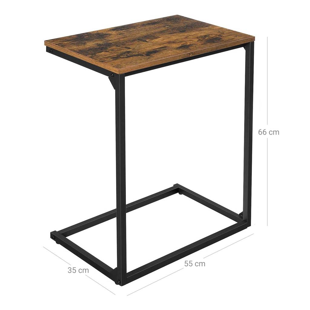 C-vormige Bijzettafel – Laptoptafel voor Bank en Bed – Industrieel Design – 55 x 35 x 66 cm