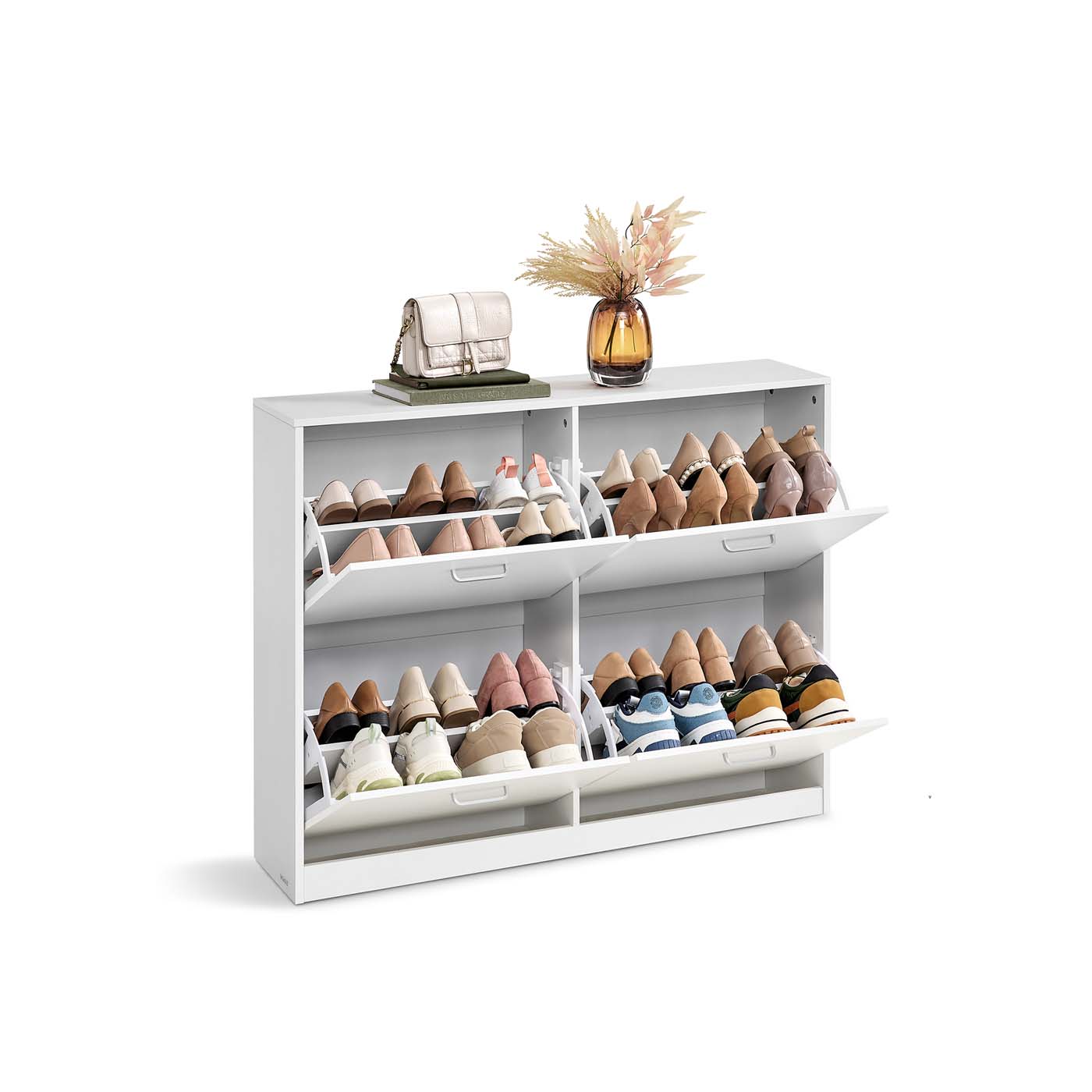Schoenenkast met 4 Kleppen - Smal Design - Verstelbare Vakken