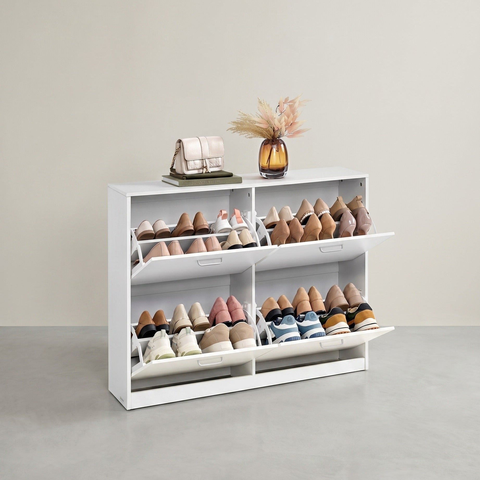 Schoenenkast met 4 Kleppen - Smal Design - Verstelbare Vakken