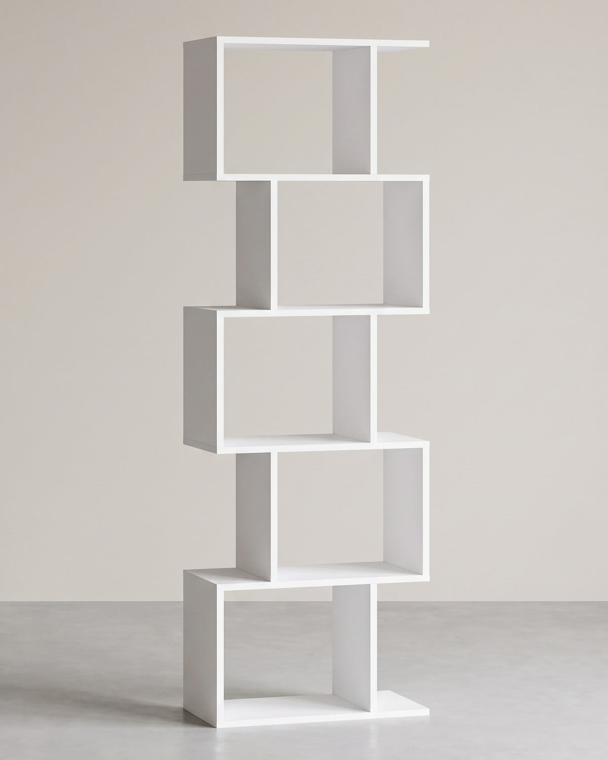 S-vormige Boekenkast – Open Zigzag Kast met 5 of 6 Niveaus – Spaanplaat – 40 of 70 cm Breed