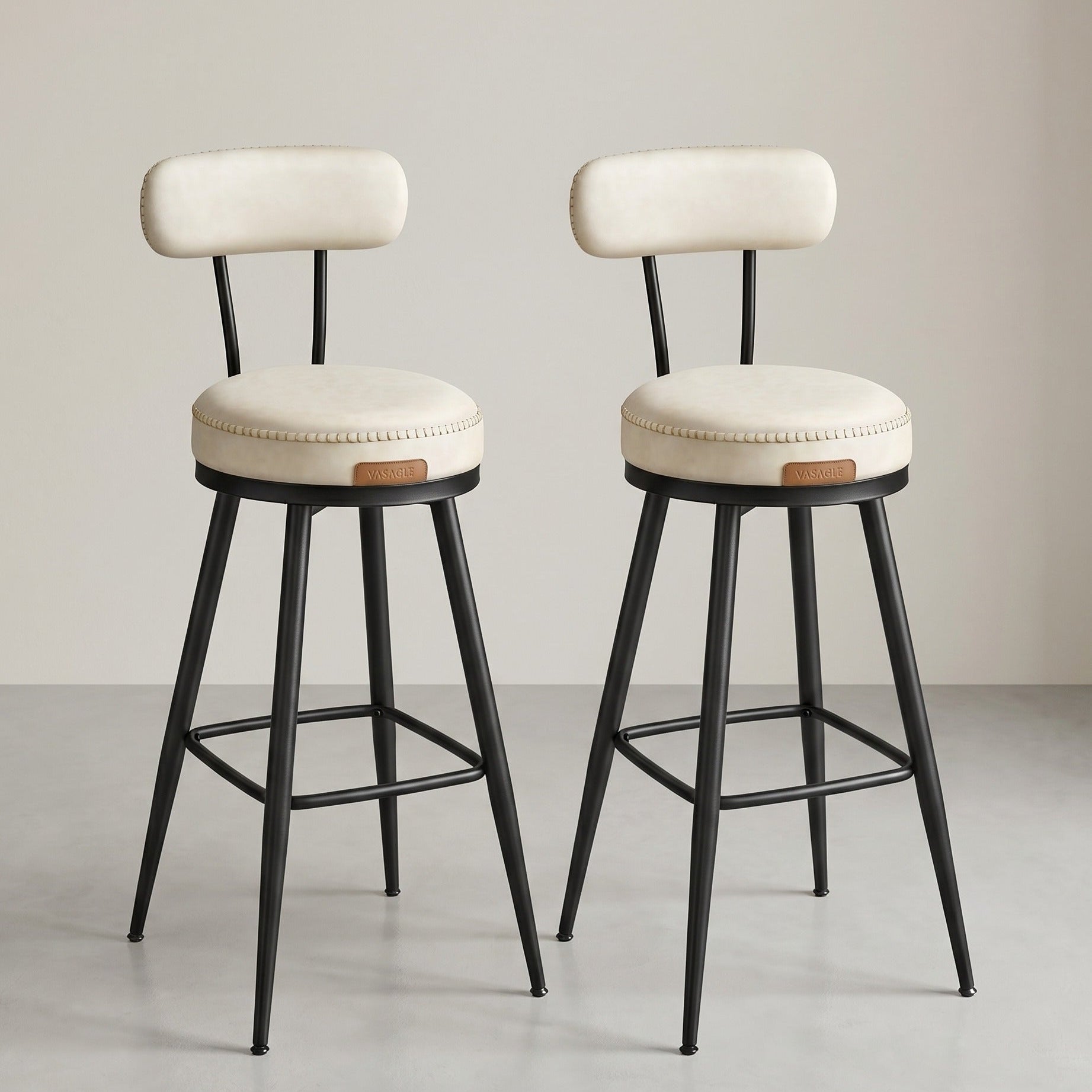Set van 2 Barkrukken - 360° Draaibaar - Kunstleer - Industrieel Design