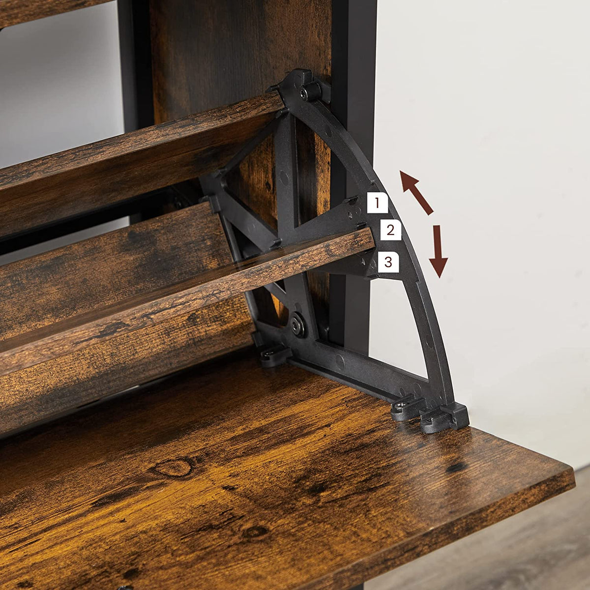 Schoenenkast met 4 Kleppen – Open Plank – Industrieel Stalen Frame – 98 x 95 cm