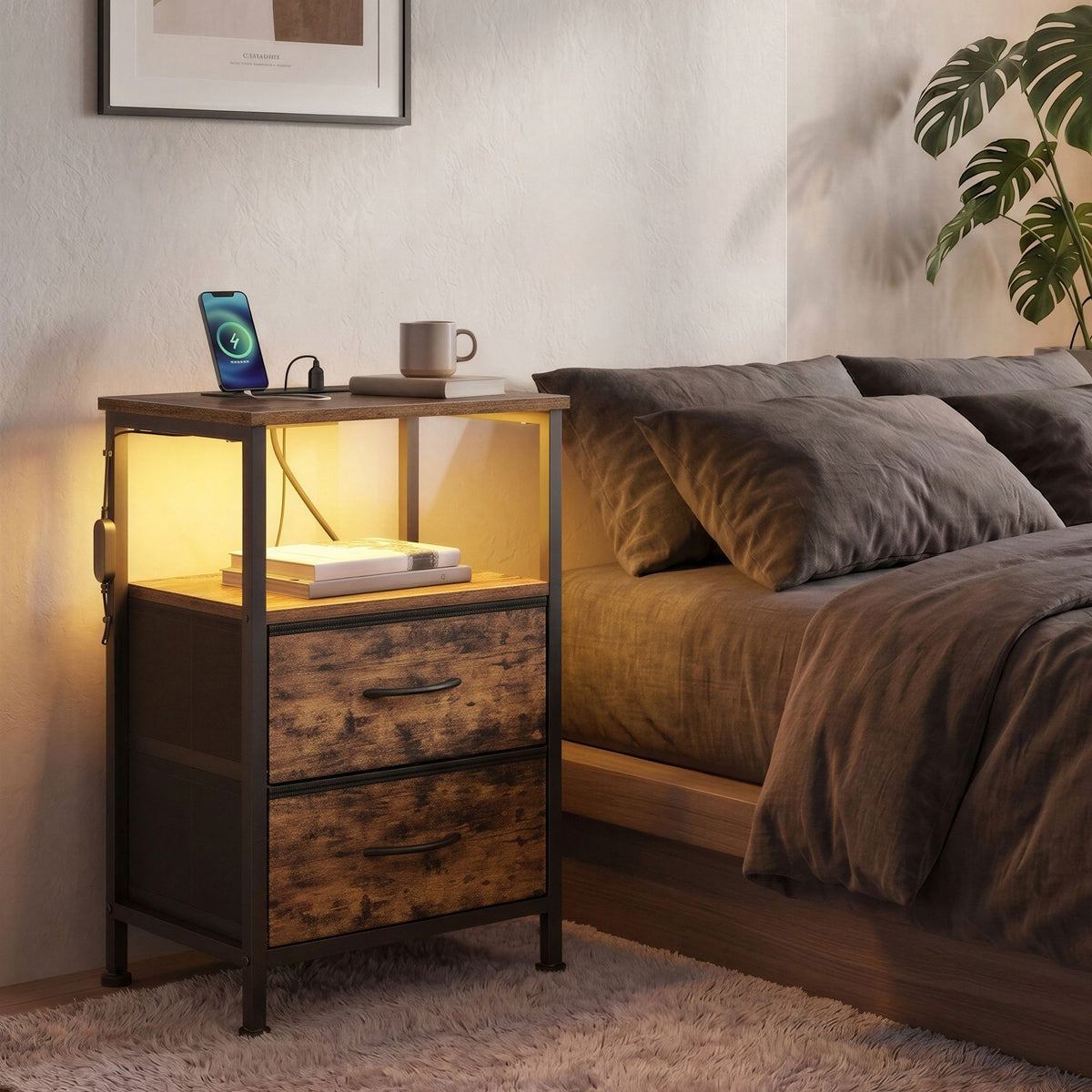 Nachtkastje - Bellah Collectie - Laadstation - App Gestuurde LED Verlichting