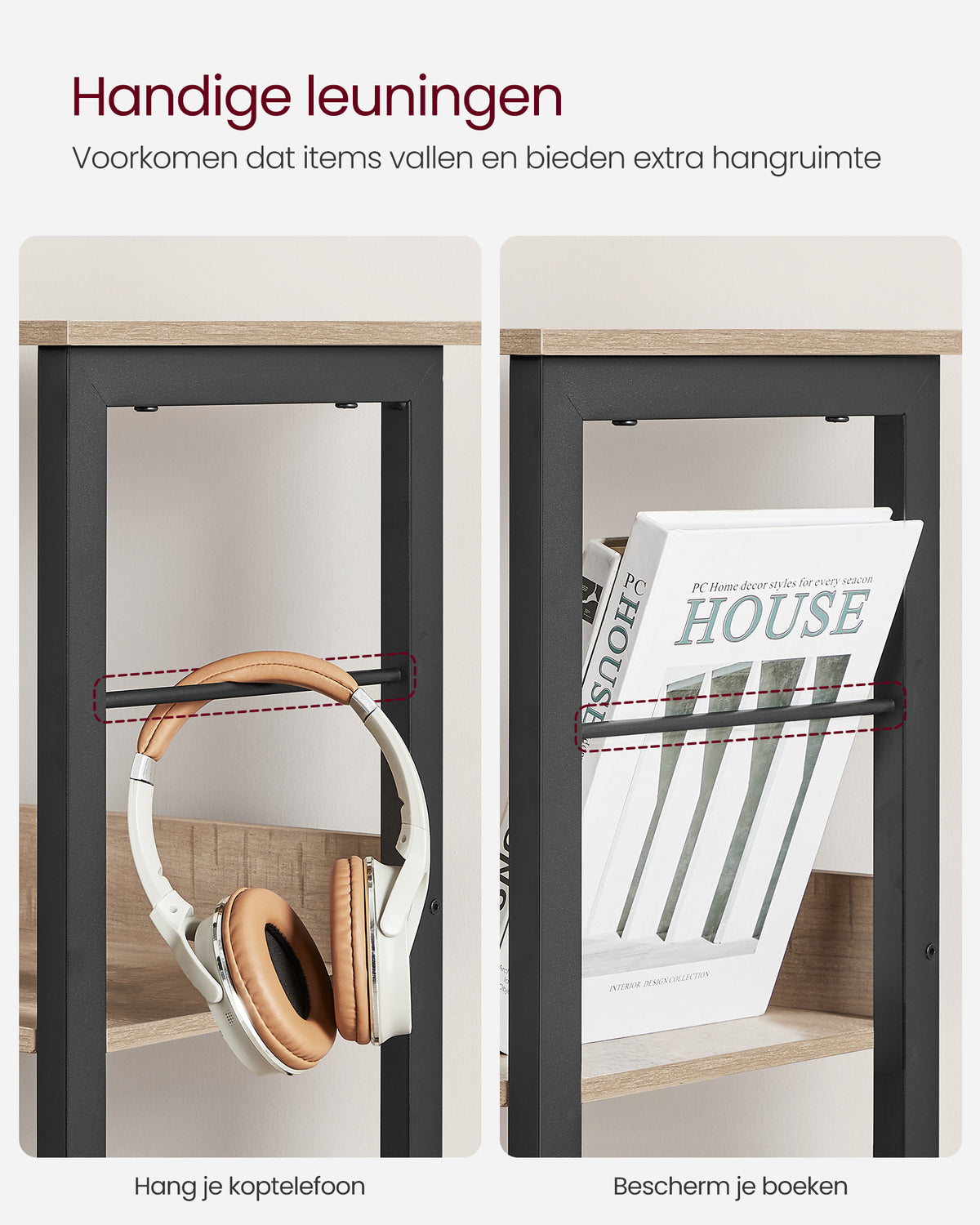 Lage Boekenkast met 6 Open Vakken – Industrieel – Stalen Frame & Verstelbare Voetjes – 120 x 33 x 80 cm