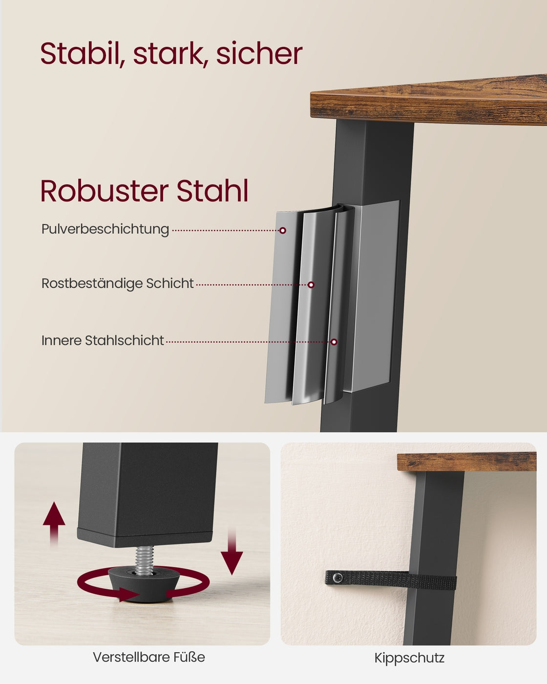 Hoekrek met 5 Planken – Staand Hoekregaal – Industriële Stijl – Vintage Bruin/Zwart – 159 cm Hoog