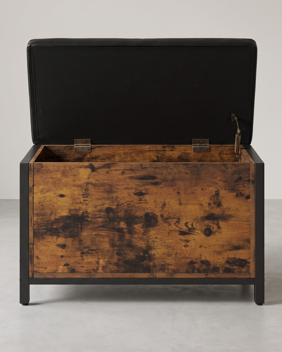 Opbergbank met Gecapitonneerde Zitting – Industrieel met Metalen Frame – Tot 90 kg – 80 cm