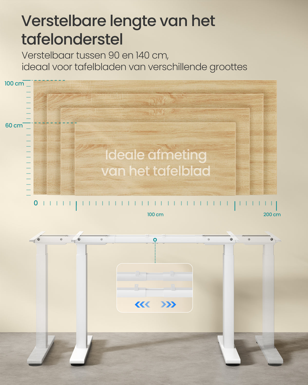 Zit Sta Bureau Frame – Elektrisch Onderstel Hoog Laag – Dubbele Motor – Hoogte 72-120 cm – USB-C