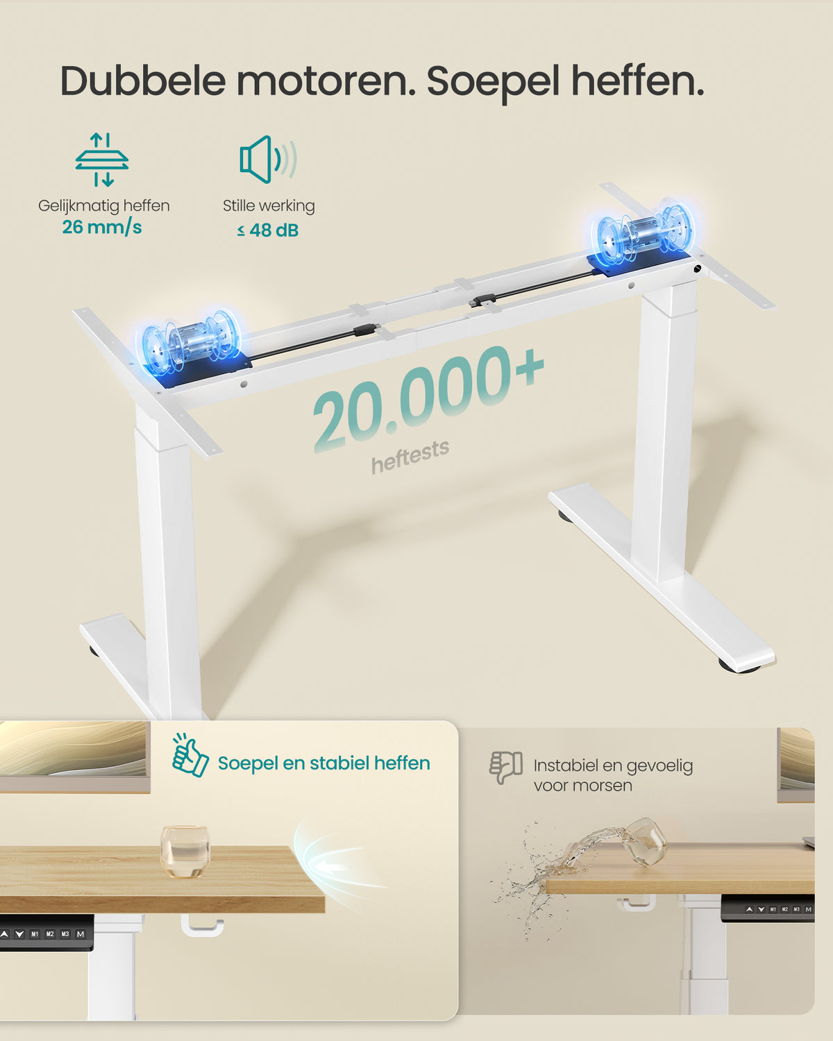 Zit Sta Bureau Frame – Elektrisch Onderstel Hoog Laag – Dubbele Motor – Hoogte 72-120 cm – USB-C