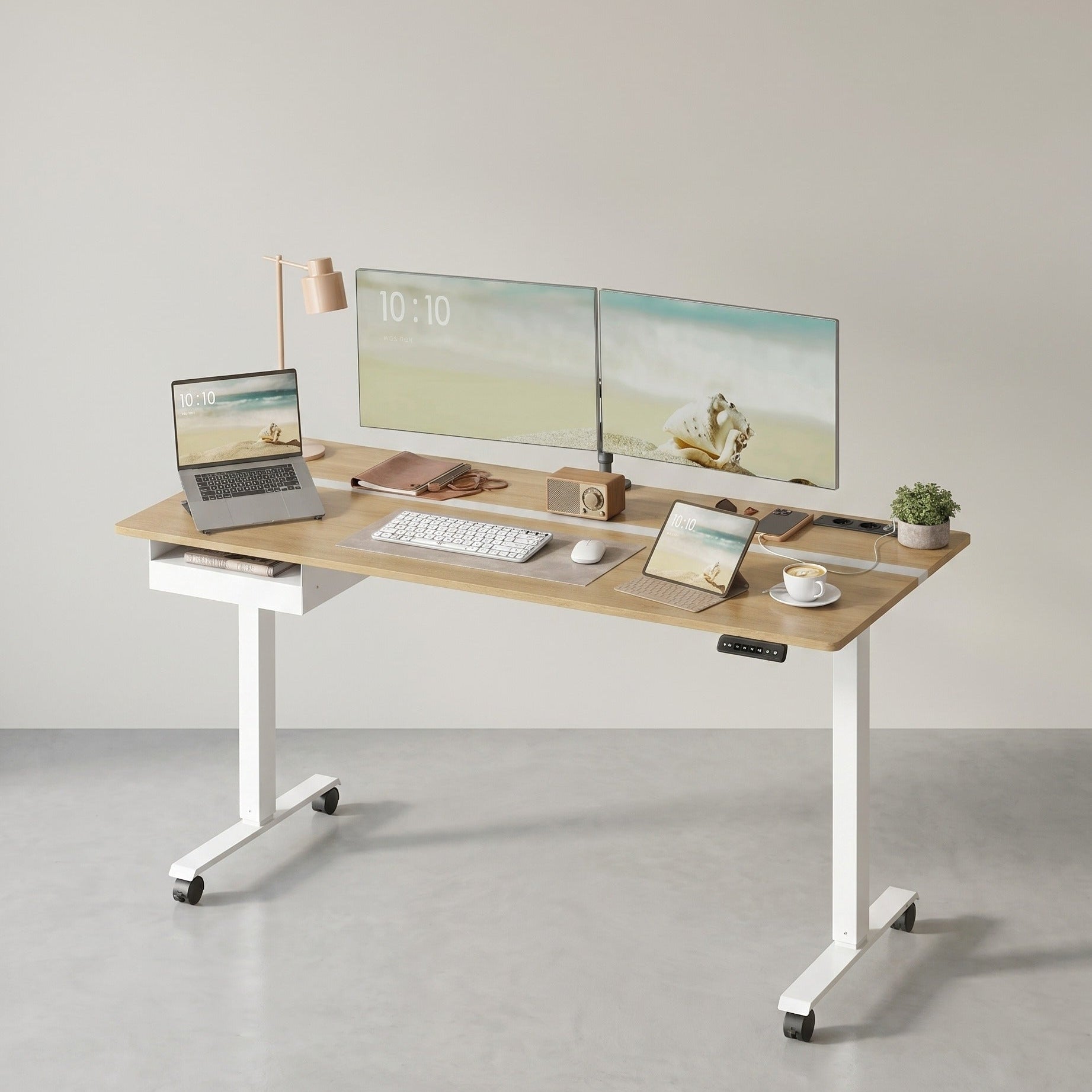 Zit Sta Bureau Elektrisch – Met Stopcontact – Geheugenfunctie – Lade en Haken