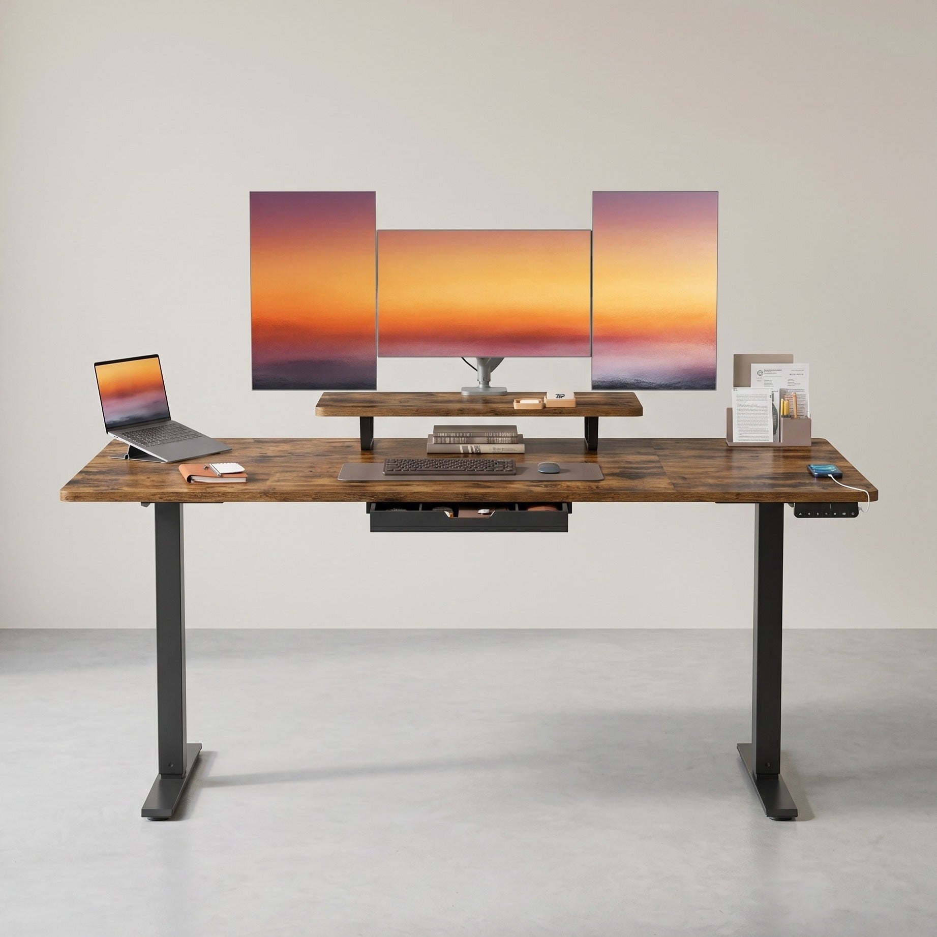 Zit Sta Bureau Elektrisch – Met Monitorstandaard – USB-C – Geheugenfunctie