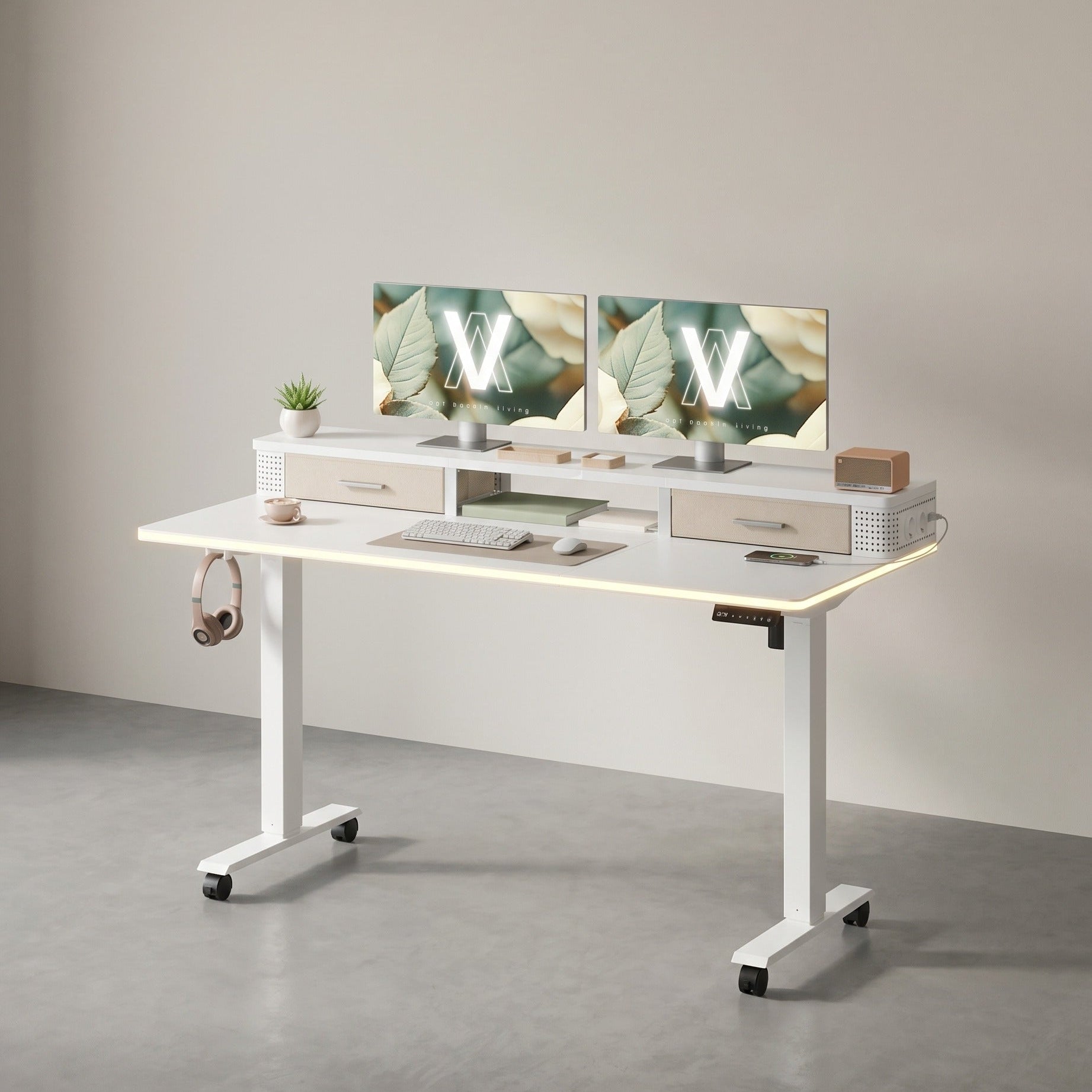 Zit Sta Bureau Elektrisch met LED – Gamebureau – Stopcontact & USB