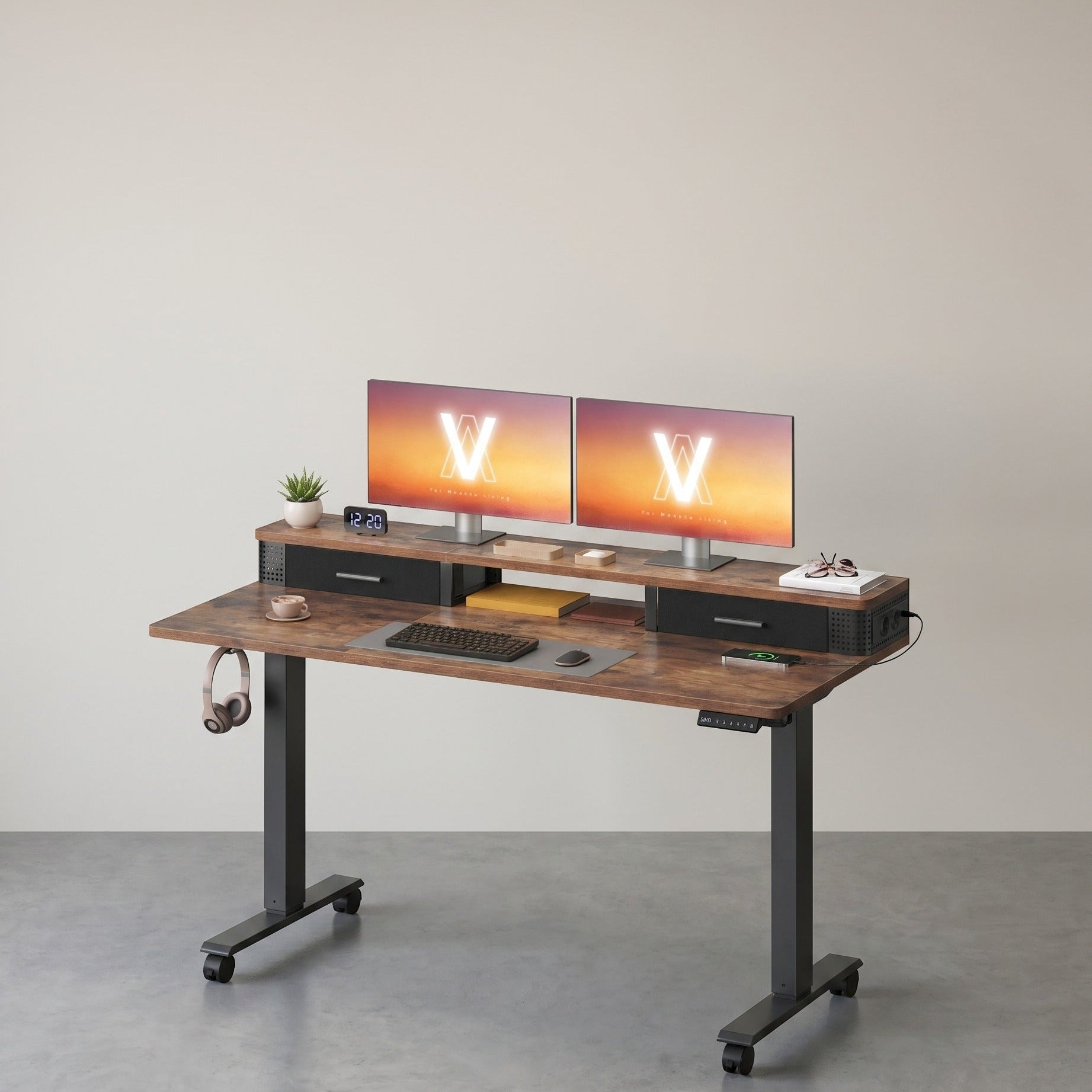 Zit Sta Bureau Elektrisch met LED – Gamebureau – Stopcontact & USB