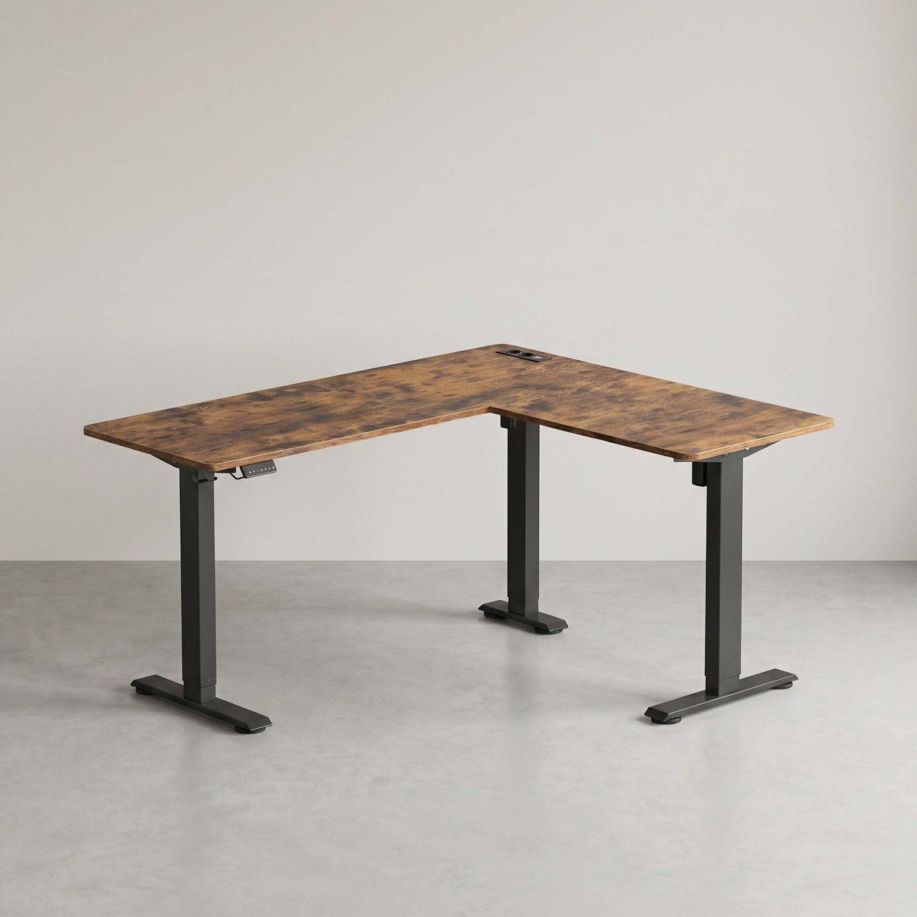 Zit Sta Hoekbureau Elektrisch – L-Vormig 140 x 160 cm – In Hoogte Verstelbaar – Stopcontact & USB – Geheugenfunctie