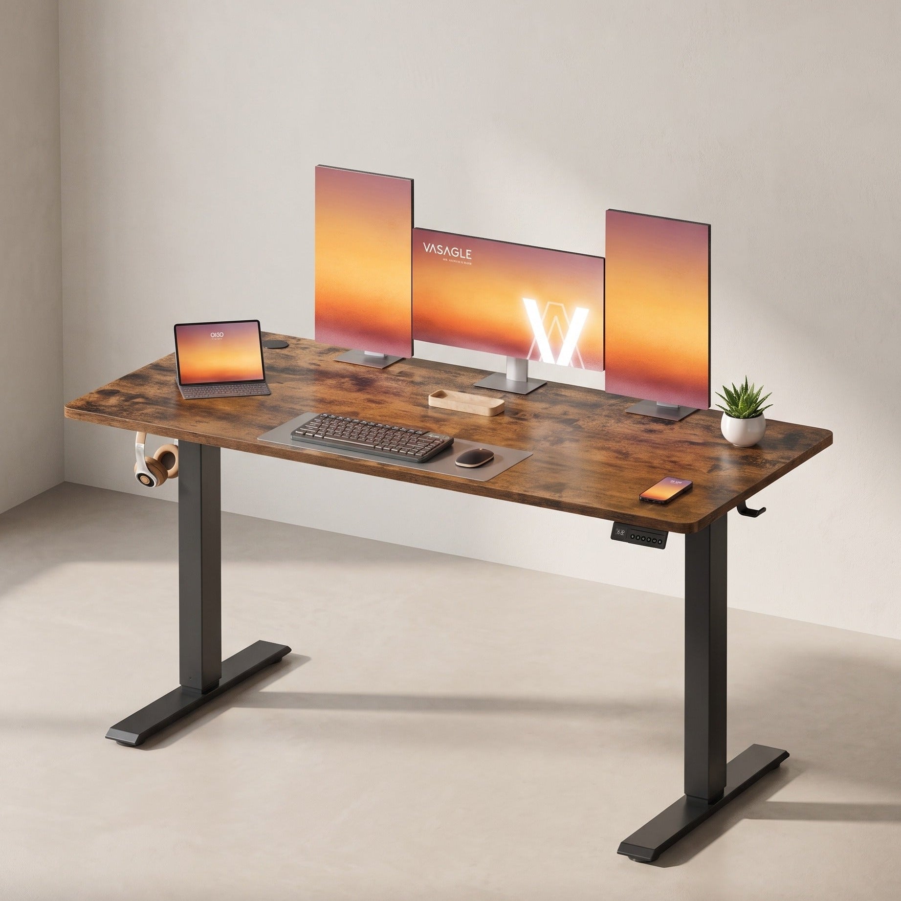 Zit Sta Bureau Elektrisch – In Hoogte Verstelbaar 72-120 cm – Geheugenfunctie – Kabelbeheer – Industrieel Design